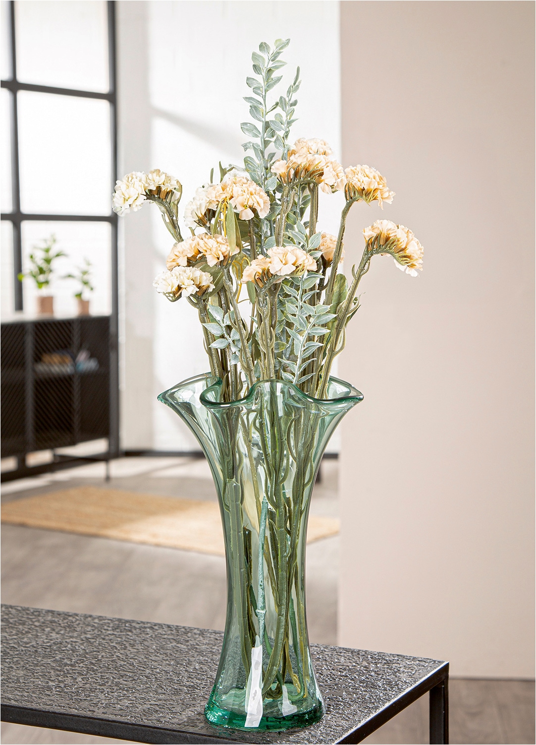 GILDE Vase de table »Vase bauchig; organisch Artesania grün H. 30 cm« Vase, artisanat, fait main, structuré, scandinave, moderne