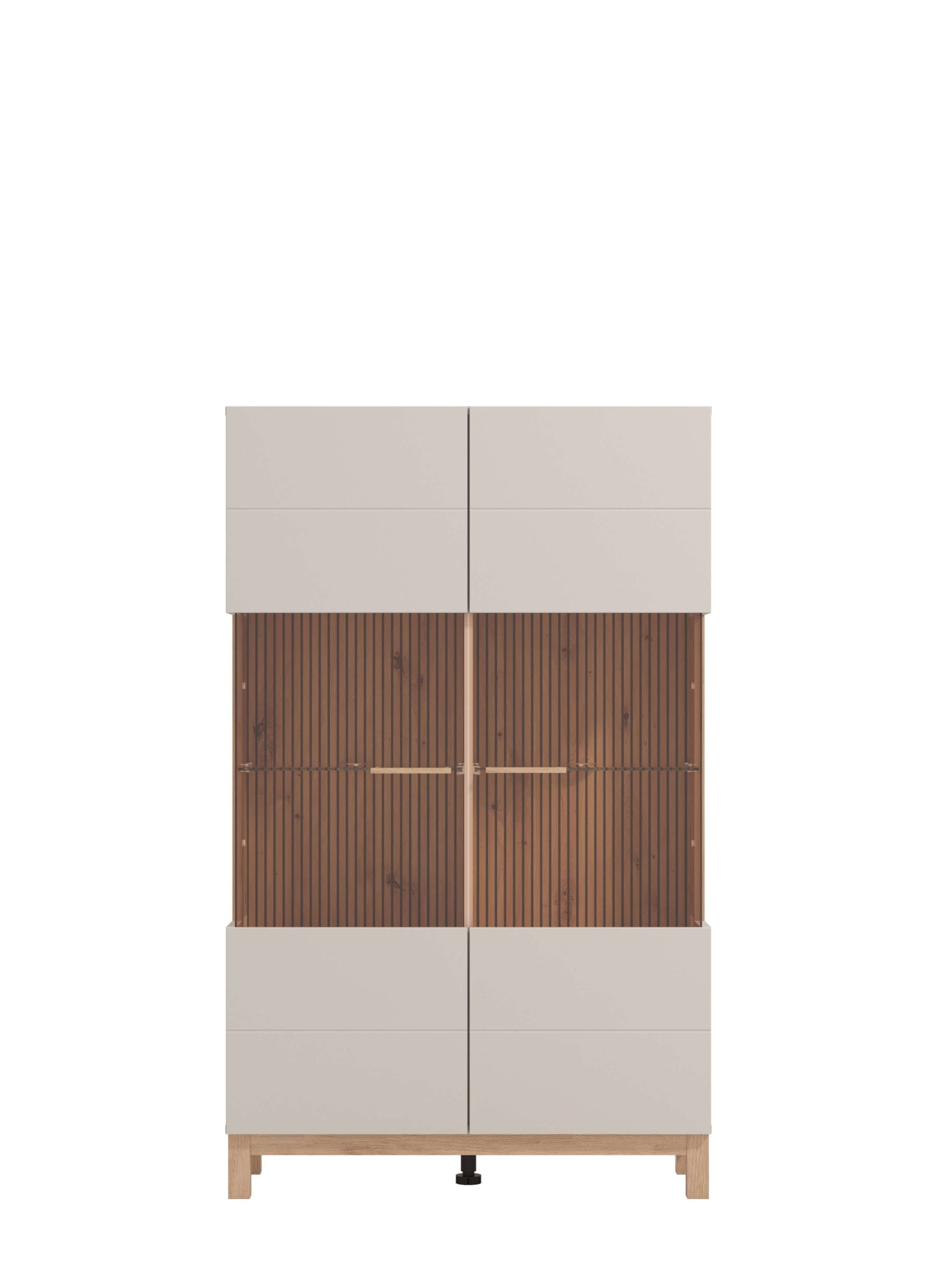 Home affaire Highboard »Essex, Hochkommode, Vitrine, Glasvitrine, Kombi-Highboard« Modernes Highboard in Kaschmir mit Glasfront & Lamellen-Optik