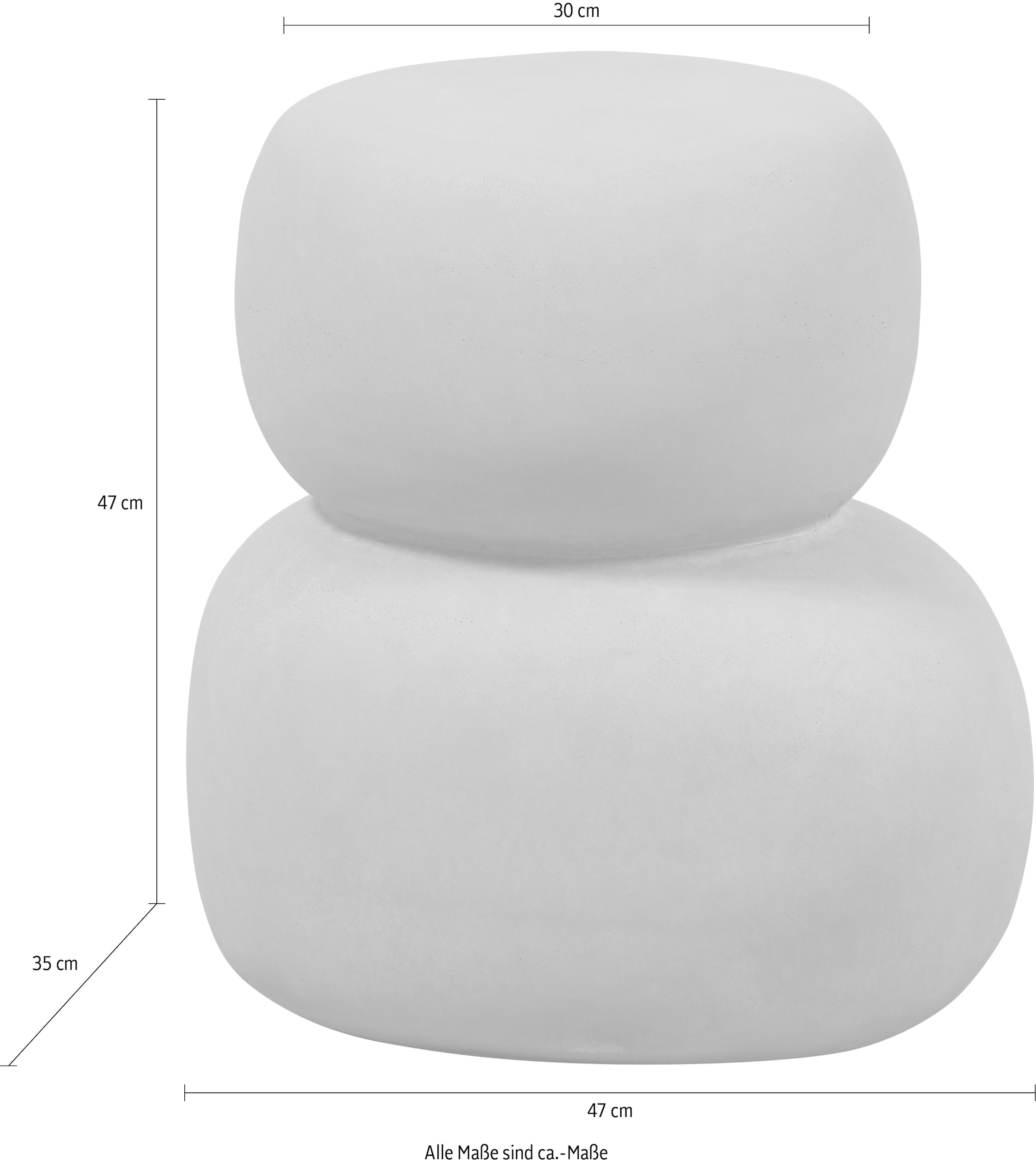 WOOOD Beistelltisch »Oda aus Fiberclay in Betonoptik, organisch gestapelt 41x35x47 cm« Tragkraft 20 kg, Materialstärke 1 cm, Unterseite hohl