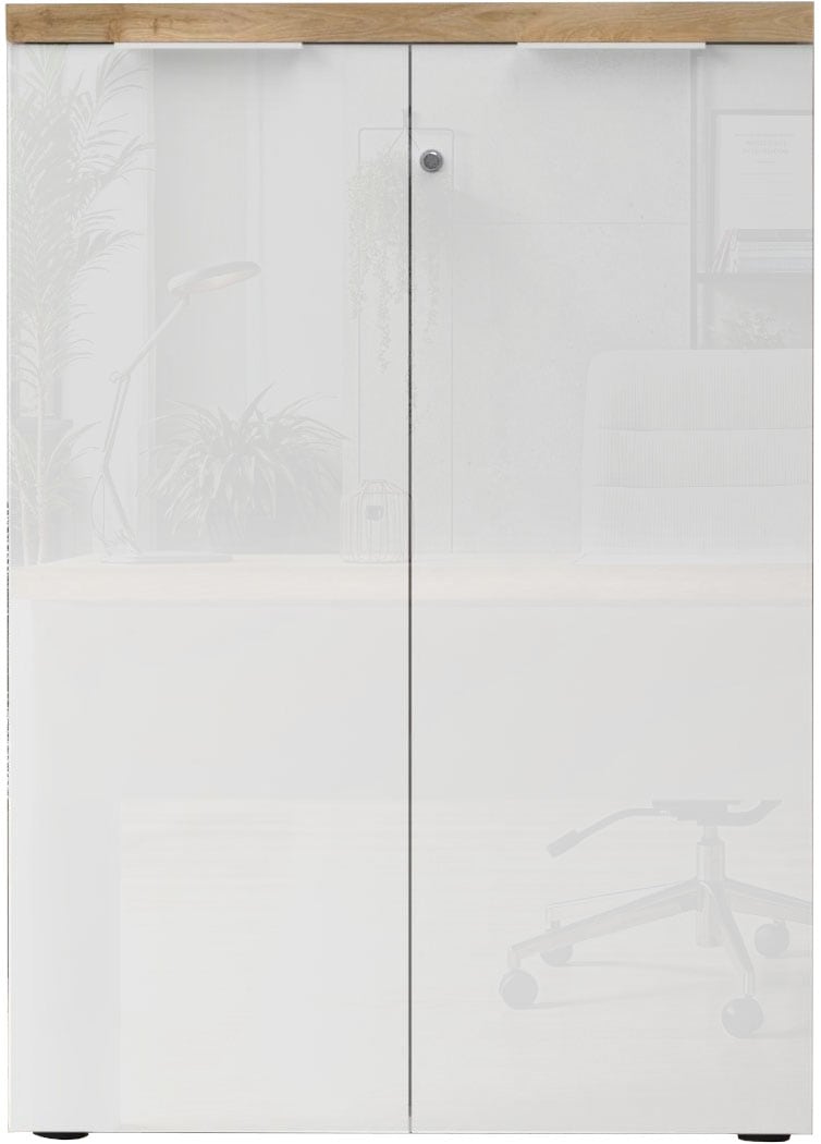 Home affaire Aktenschrank »Easy H 115 cm, Büroschrank, Mehrzweckschrank mit 2 Türen« Metallgriffe,  abschliessbar, Top 38 mm stark