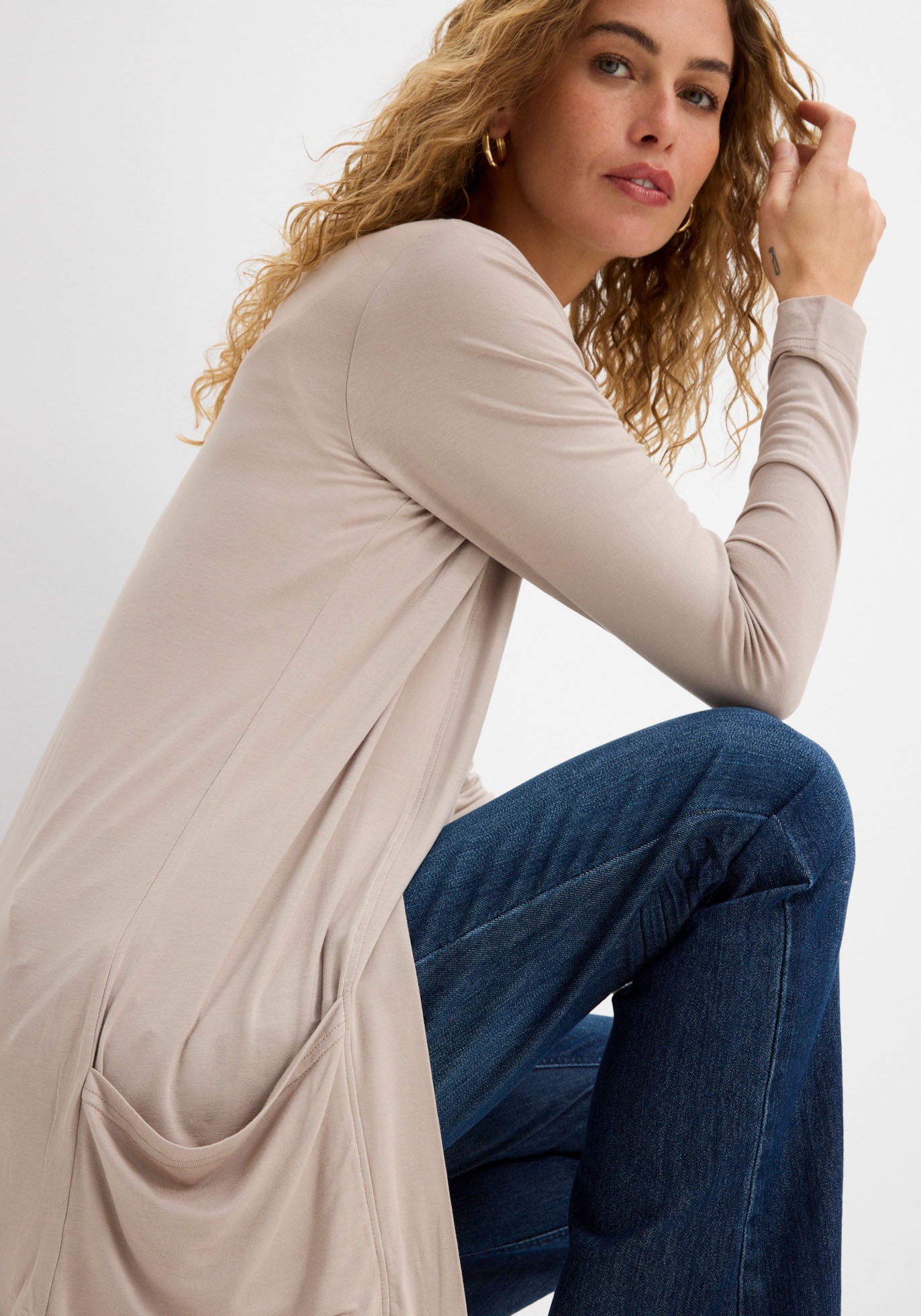 bonprix Veste chemise figurumspielende Passform, Viskosemischung, ohne Verschluss