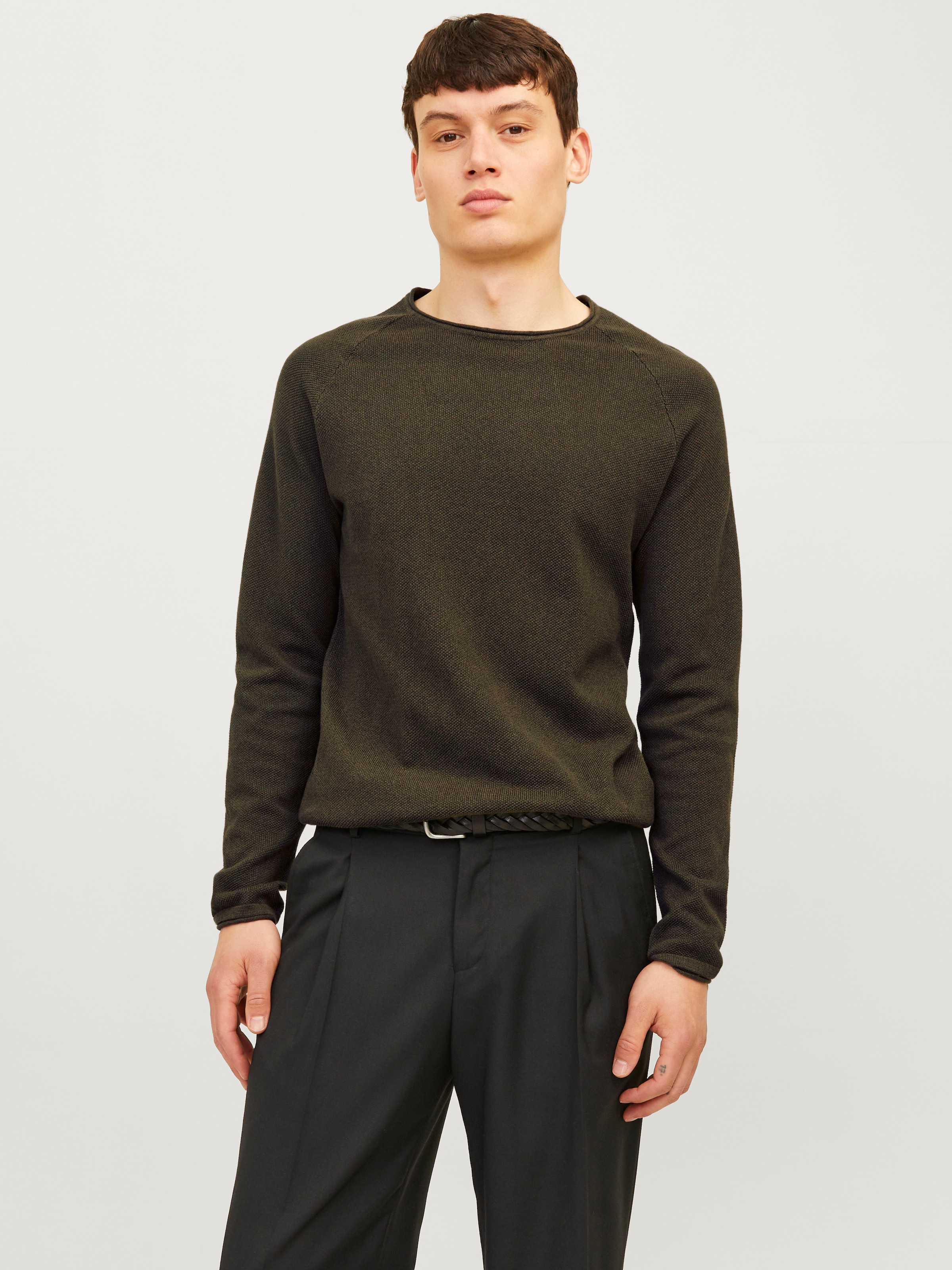 Jack & Jones Pull à col rond »JJEHILL Pullover mit angenehmem Tragegefühl« Modisch, schmal, Baumwolle, Rundhals