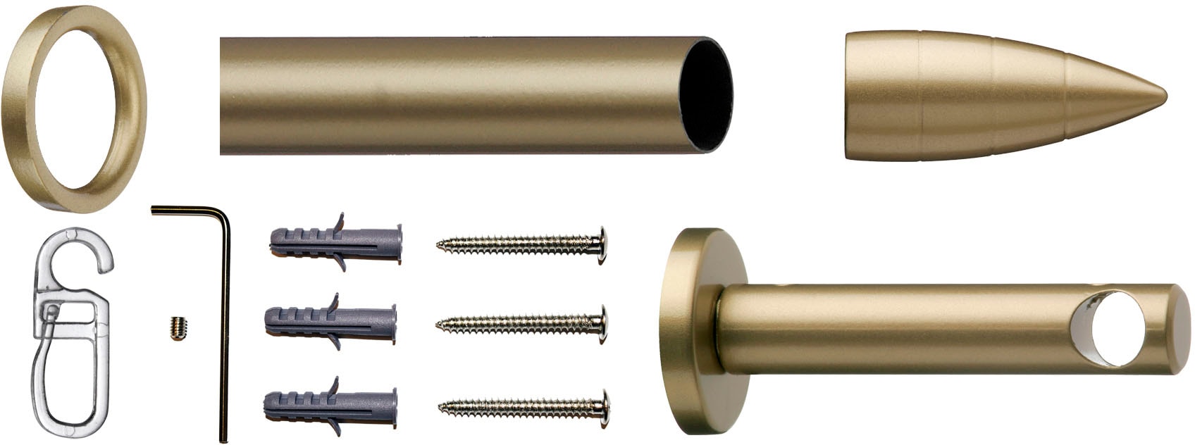 indeko Tringle à rideaux »Menorca« Ø 12 mm 1 läufig-läufig Fixmass Komplett-Set inkl. Ringen und Montagematerial