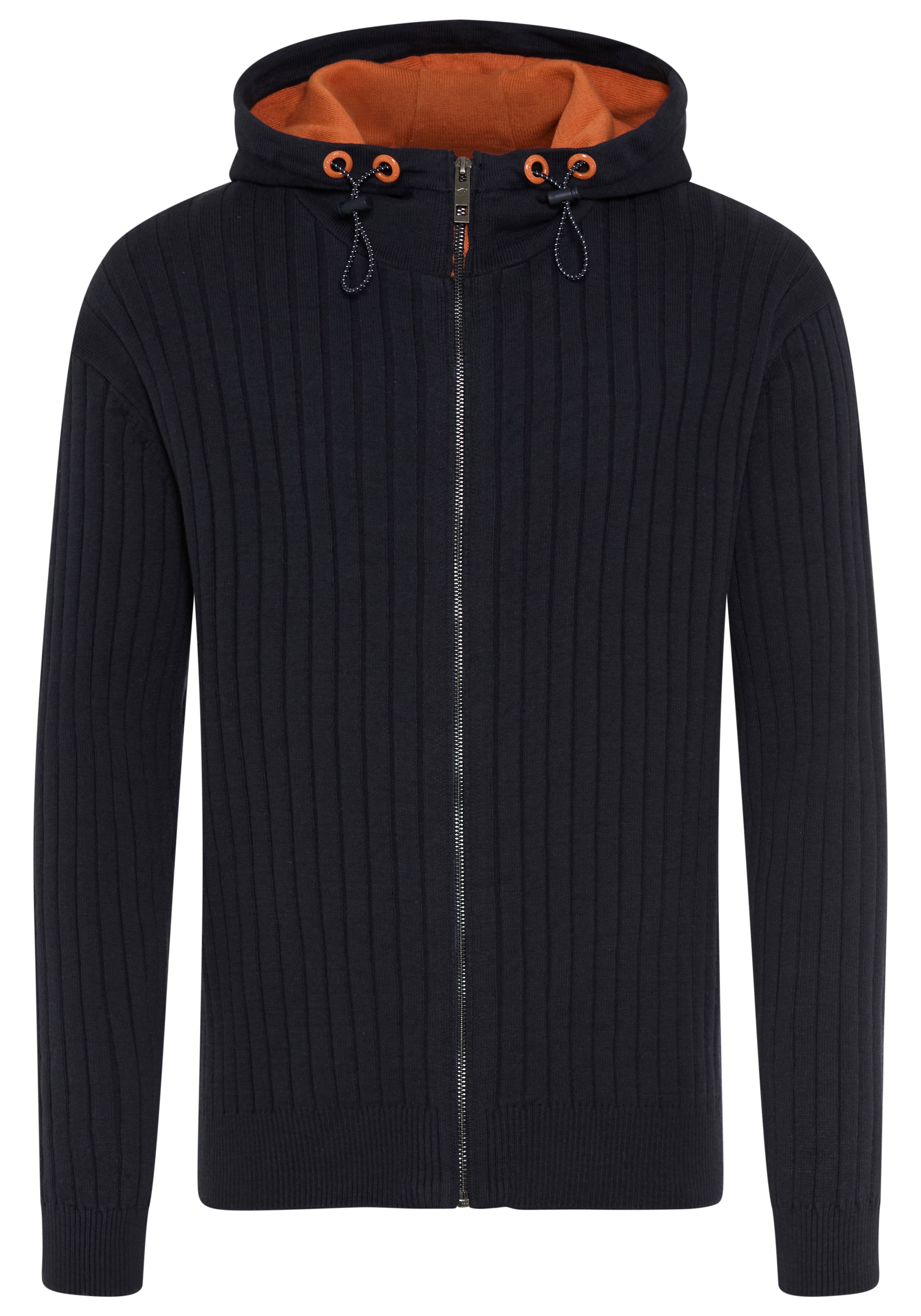 KangaROOS Cardigan à capuche avec fermeture éclair, tricot côtelé, coupe régulière, longueur normale