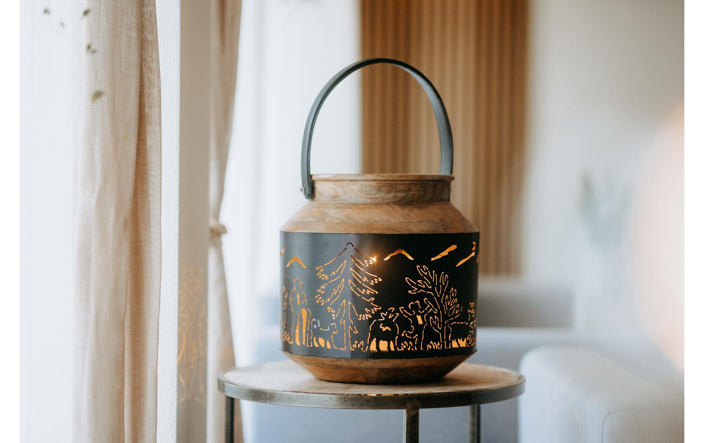 Kadastar Kerzenlaterne »Alpaufzug Familie« Laterne Scherenschnitt