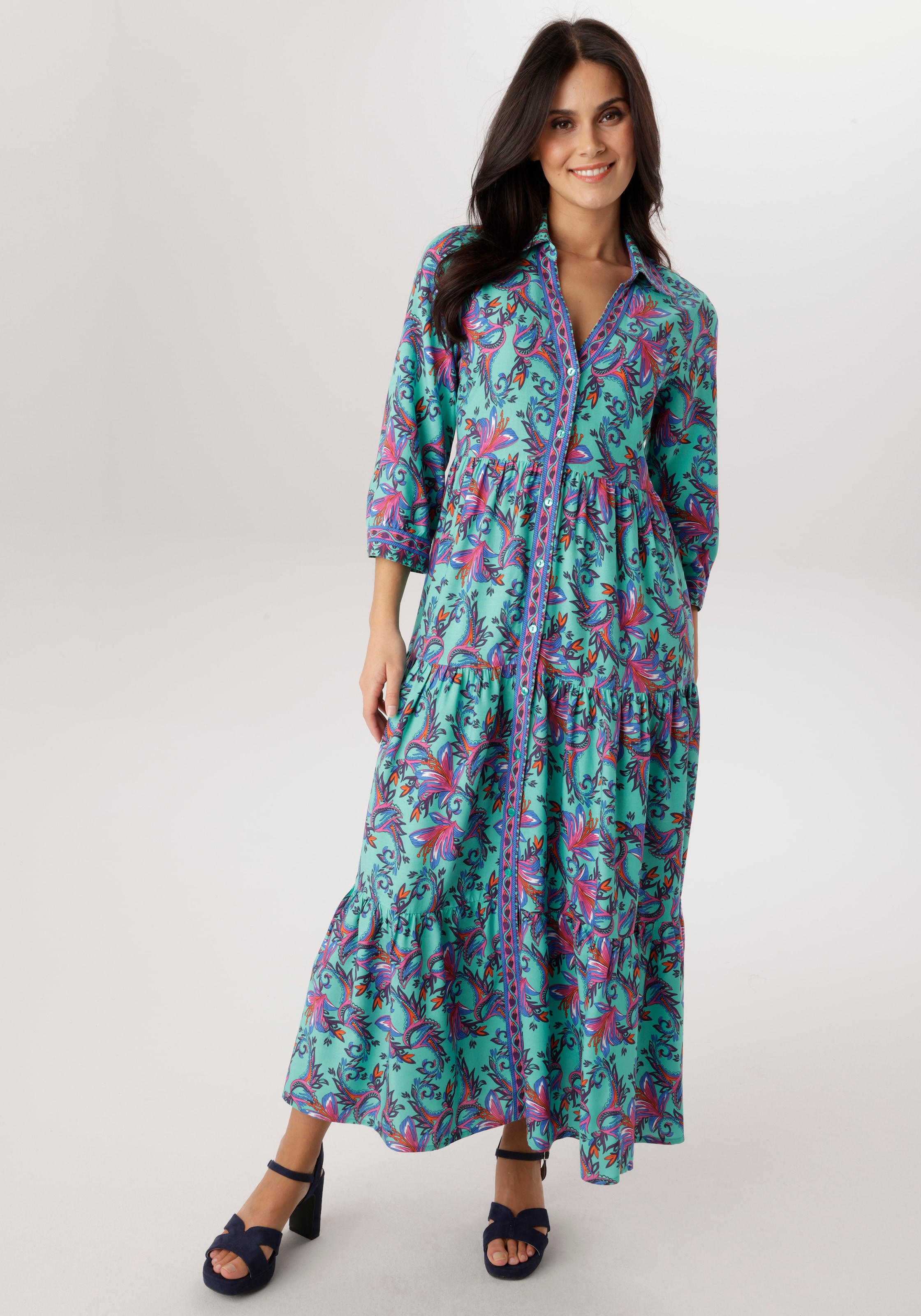Aniston SELECTED Maxi robe in fantasievoller Ranken- und Blütendruck - NEUE KOLLEKTION