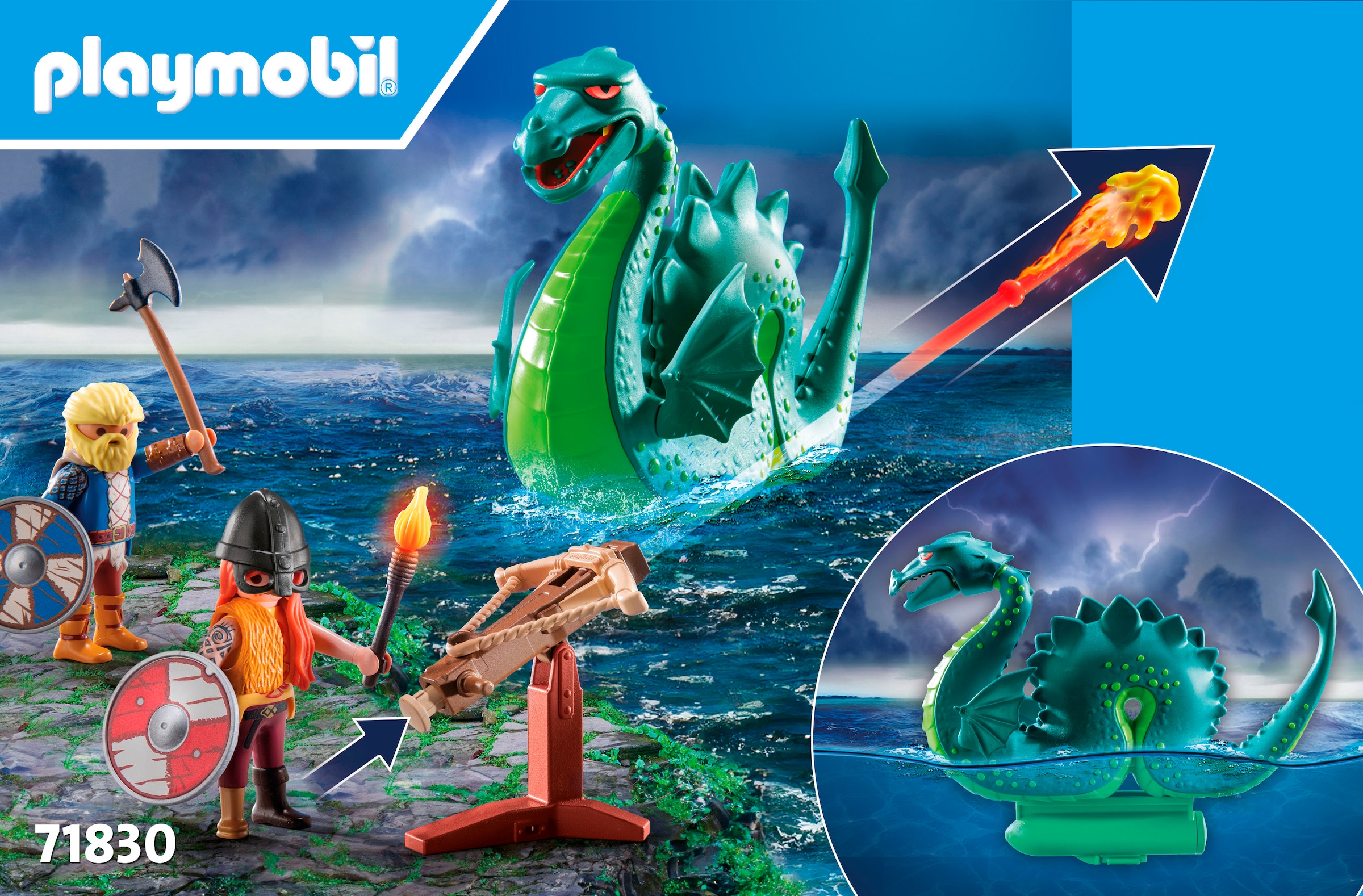 Playmobil® Jeu de construction »Wikinger mit Seeungeheuer (71830), Playmobil History« Made in Europe