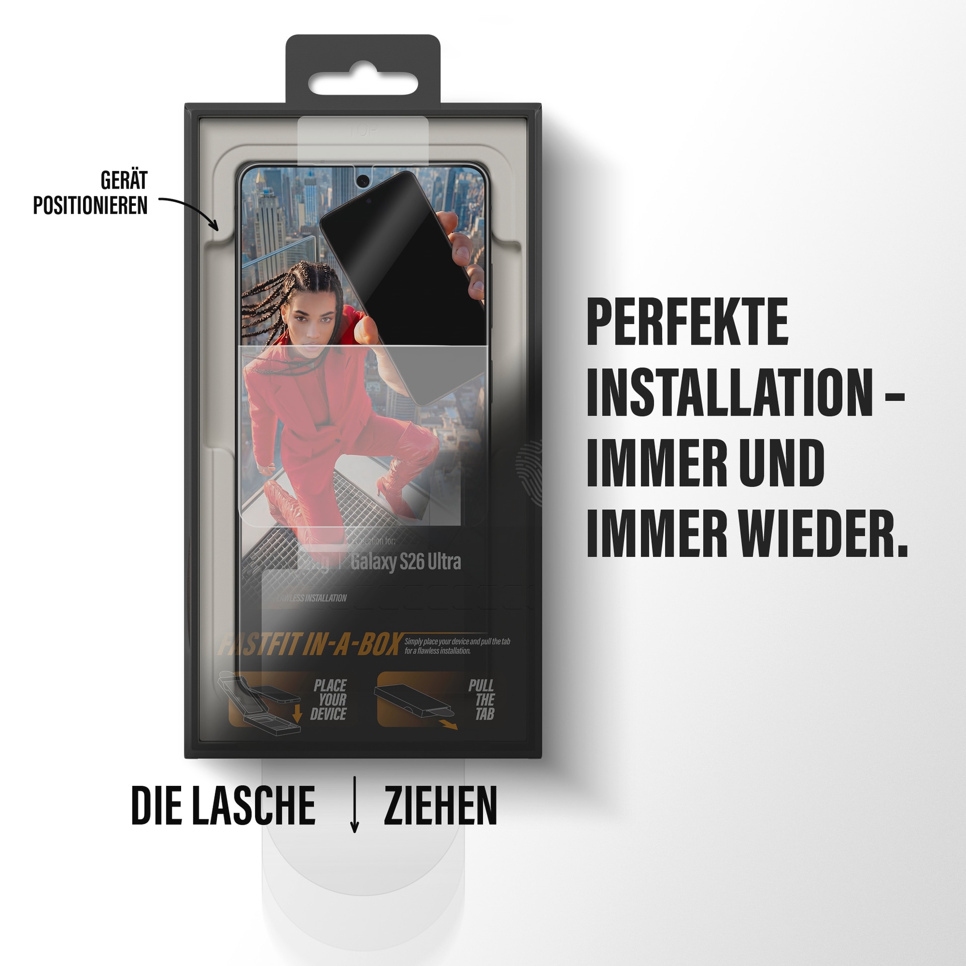 CARE by PanzerGlass Displayschutzglas »Ultra-Wide Fit Screen Protector« für Samsung Galaxy S26 Ultra Displayschutzfolie, Schutzfolie, Bildschirmschutz, kratz- & stossfest