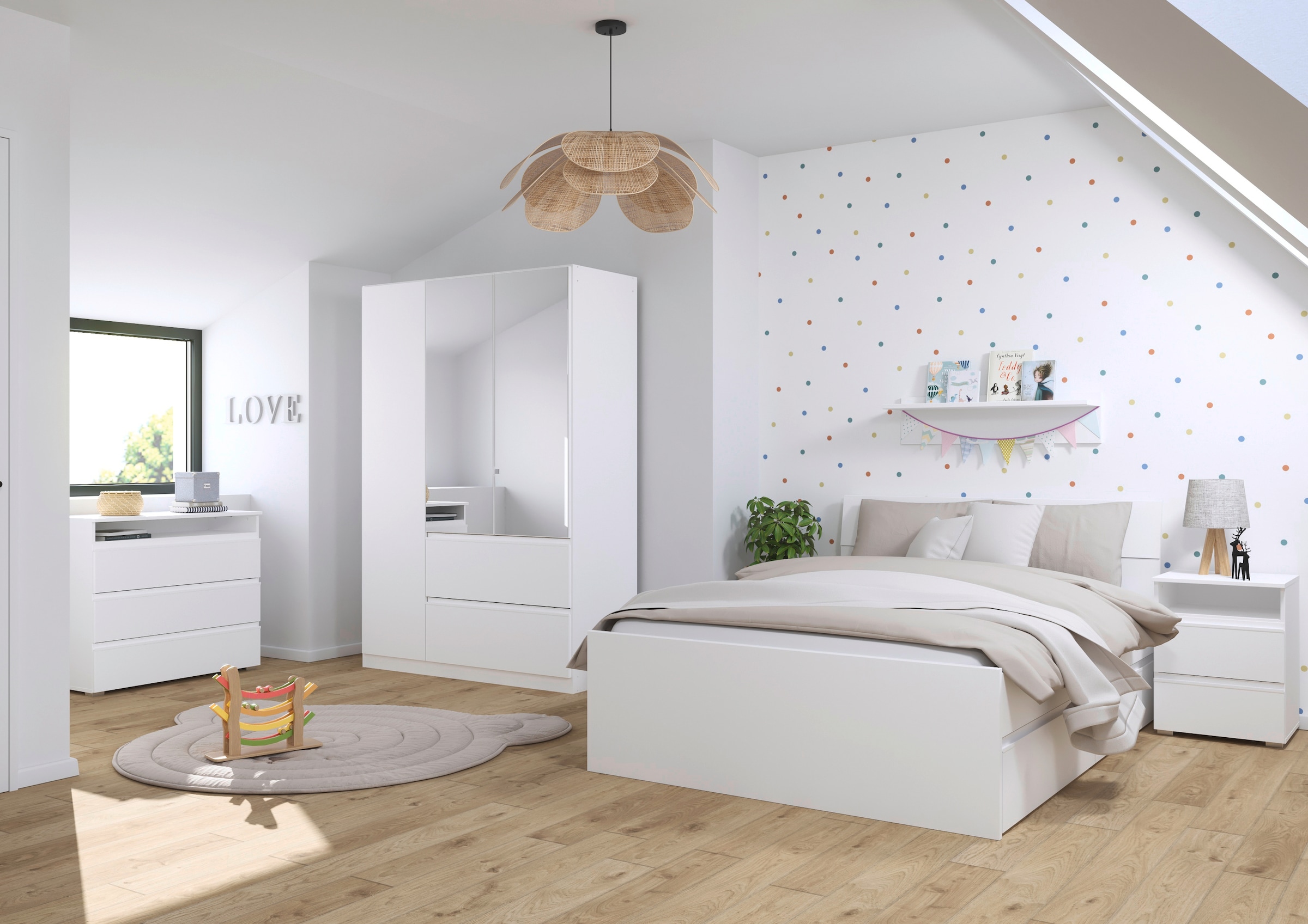 rauch Armoire à portes battantes »Kleiderschrank Schrank Garderobe Wäscheschrank Schlafzimmer JOEL« En 3 configurations différentes BASIC/CLASSIC/PREMIUM,  avec deux tiroirs, fonction Push-to-Open MADE IN GERMANY