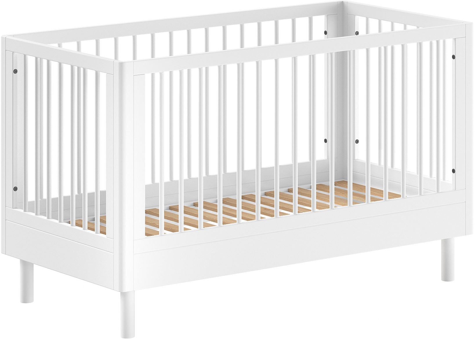 Vipack Lit bébé »Forrest, aus massiver Buche weiss lackiert, zeitloses Design« sommier à lattes réglable en hauteur en 3 positions, très stable