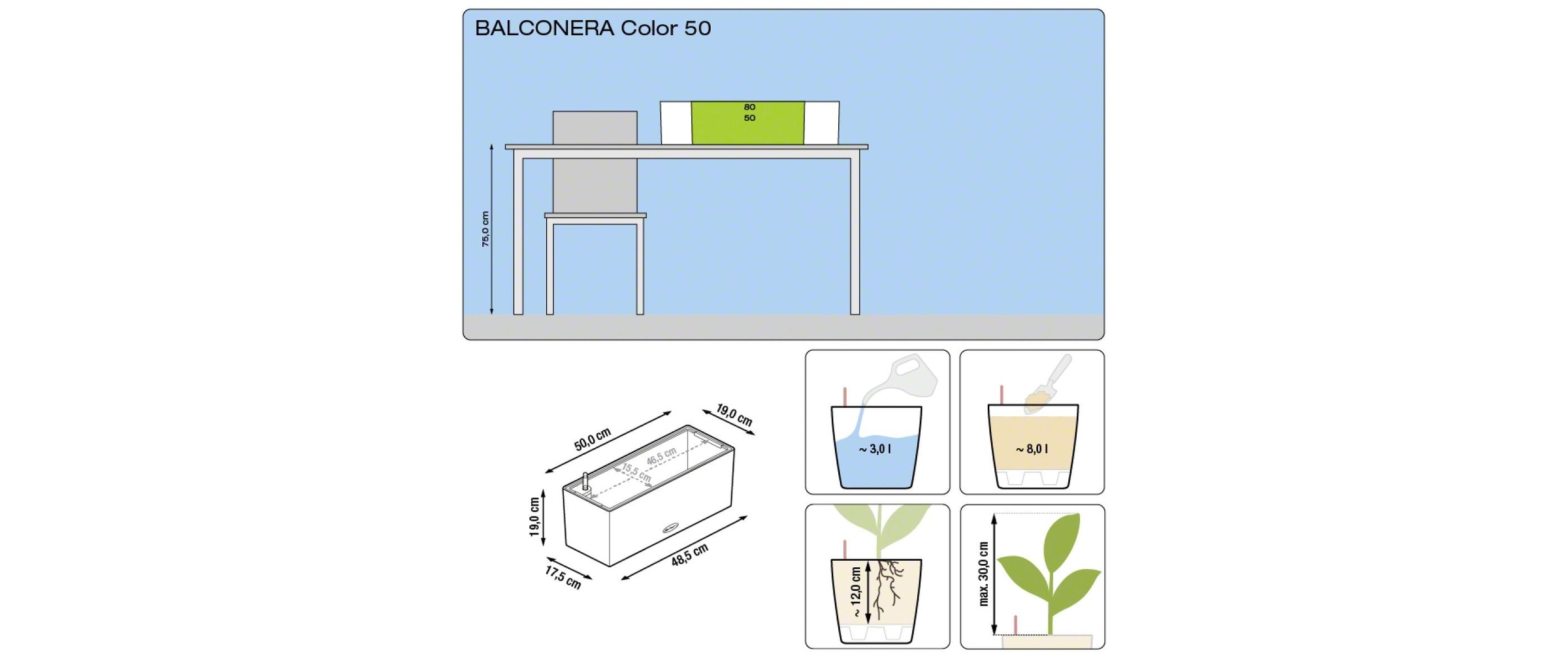   Bac à plantes »Balconera Color«