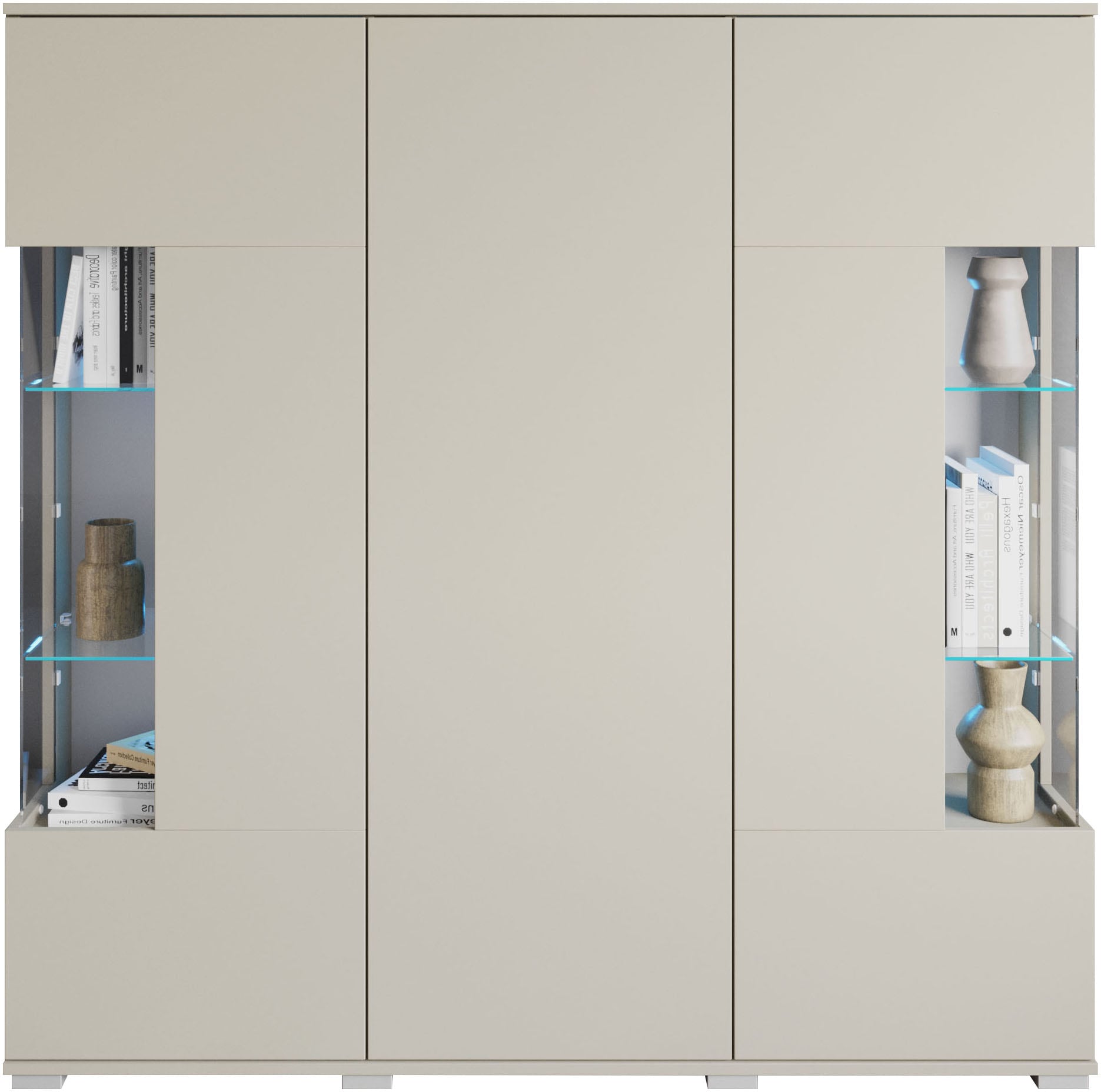 GOODproduct Buffet haut »Kenia« 1 cuis tlg. Buffet moderne, avec portes en verre, largeur 135 cm