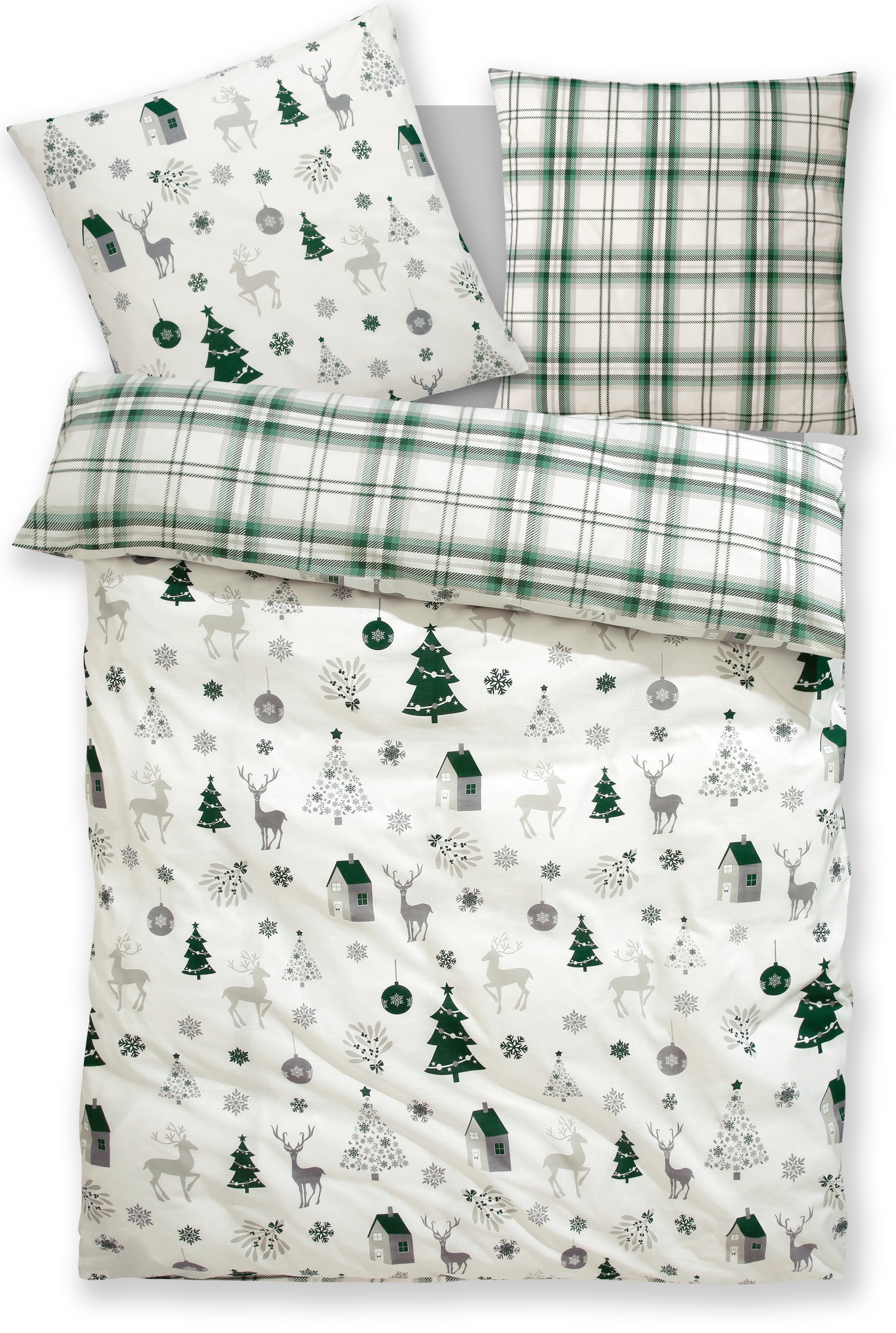 GOODproduct Linge de lit »Mikkel« 2 linge de lit dès taille 135x200 cm, 100% coton, Noël