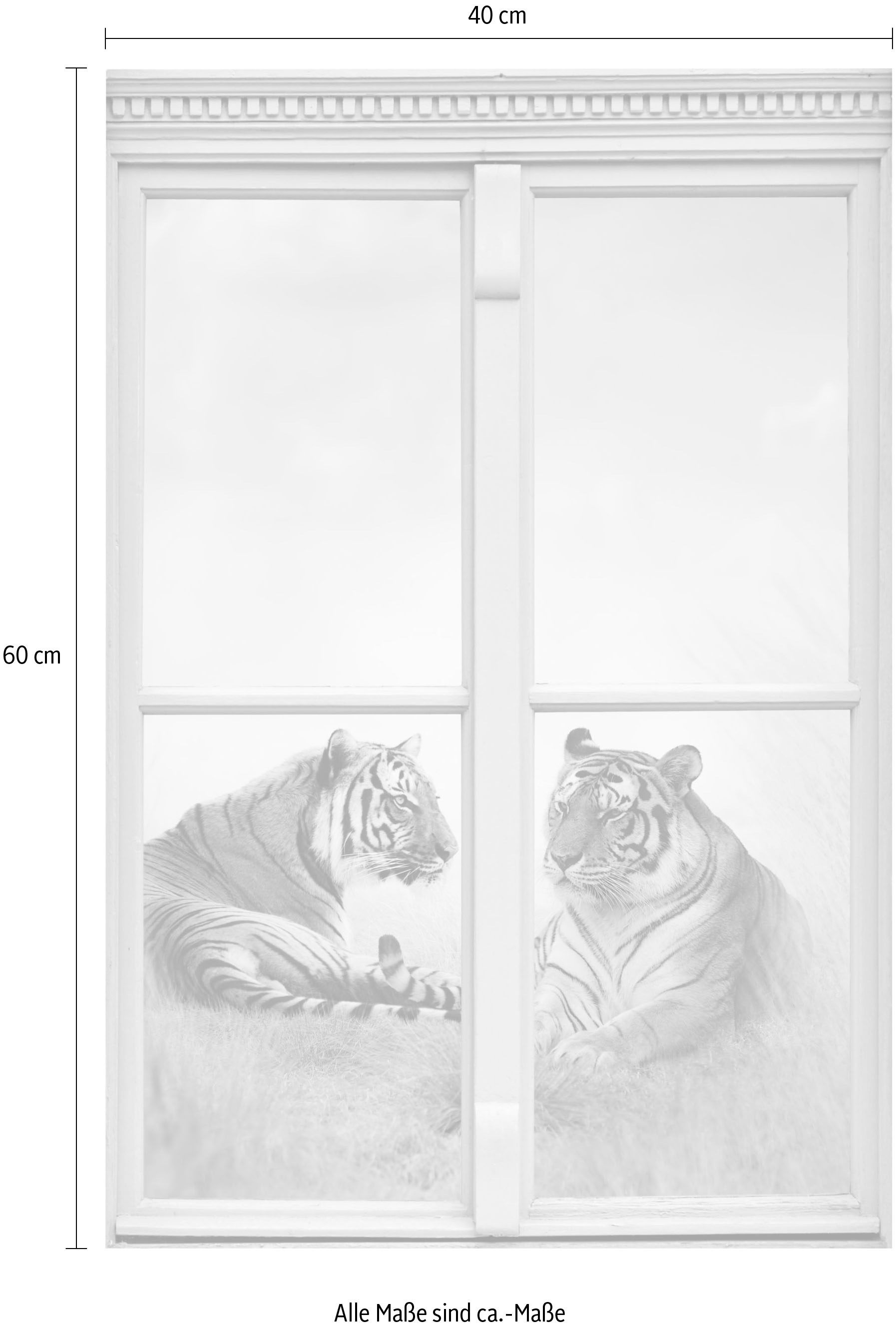 queence Autocollants muraux »Tiger« Wandsticker, Wandbild, selbstklebend, 3D, Fenster