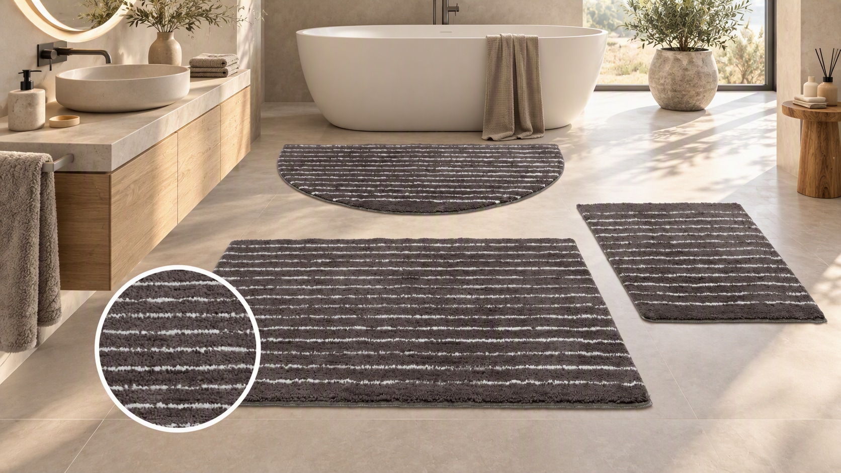 LeGer Home by Lena Gercke Badematte »Tamsin, Badvorleger, Badezimmer Teppich, Duschvorleger« Höhe 10 mm rutschhemmend beschichtet fussbodenheizungsgeeignet | schnell trocknend Streifen, modern