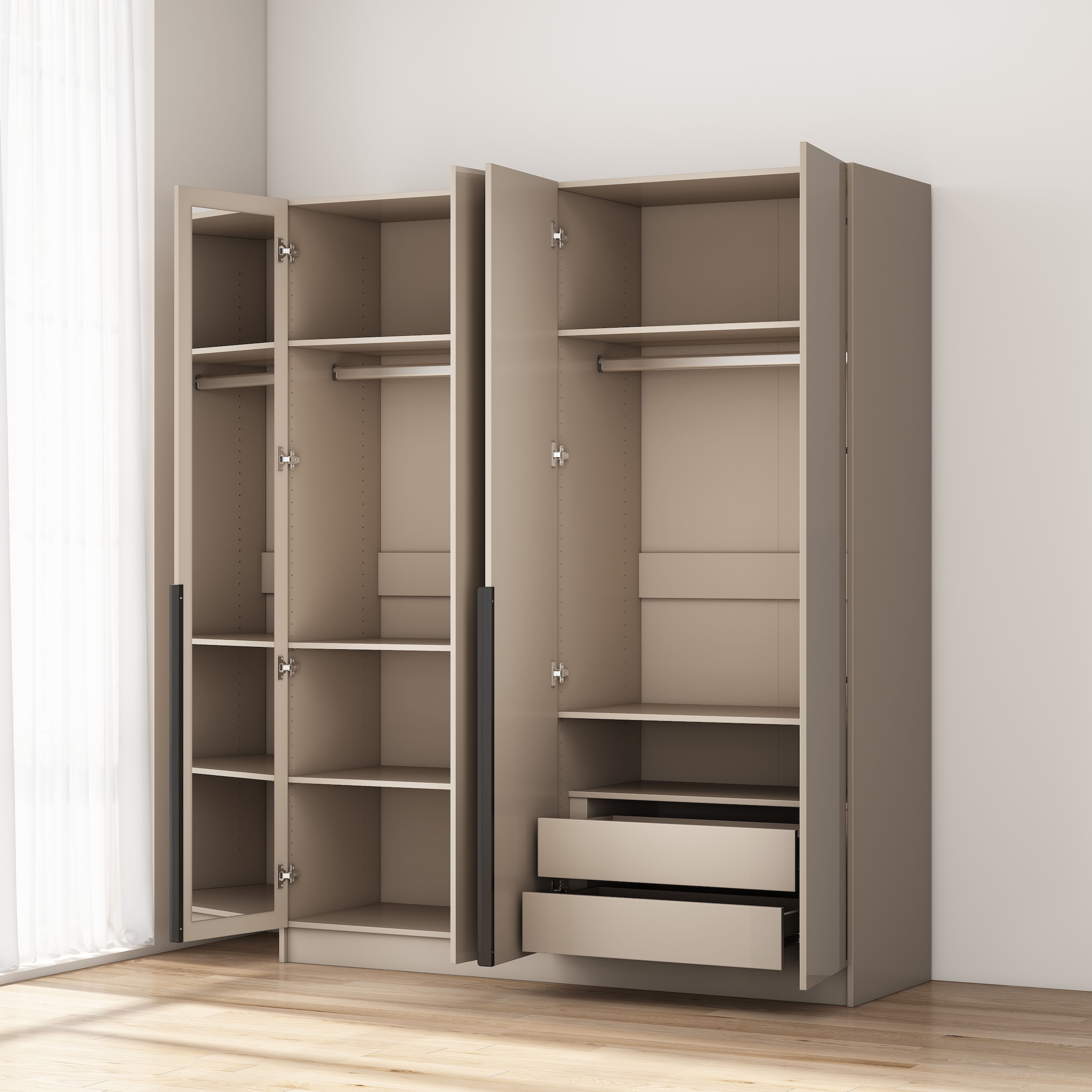 GOODproduct Kleiderschrank »Annor Schlafzimmerschrank Breite 162cm hochglanz Schrank Garderobe« Drehtürenschrank mit perfekter Innenausstattung - elegante Türgriffe