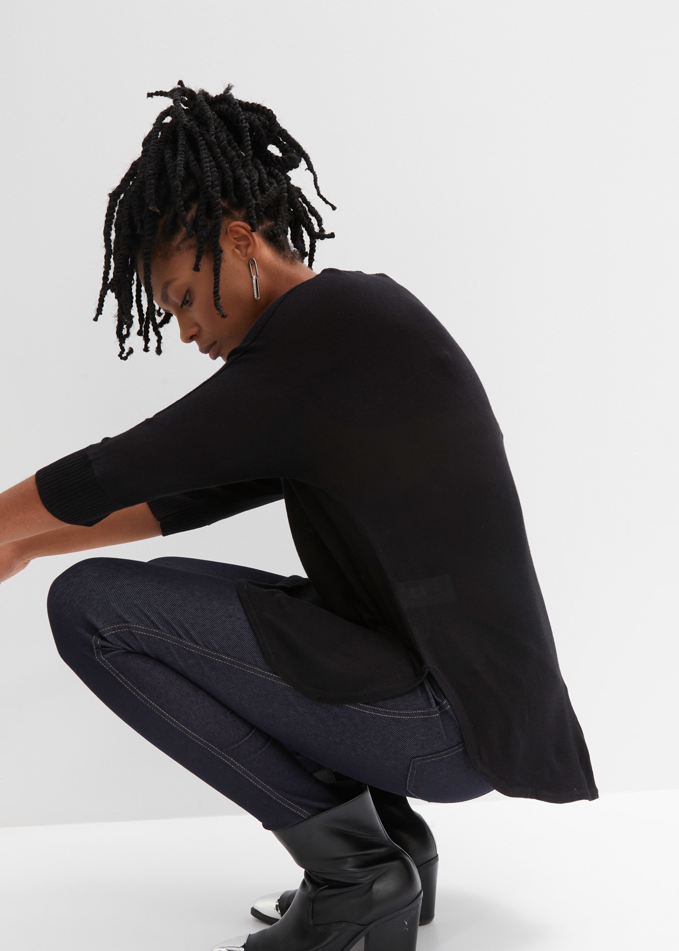 bonprix Strickpullover »Feinstrickpullover mit 3/4 Arm« Feinstrickpullover mit 3/4 Arm