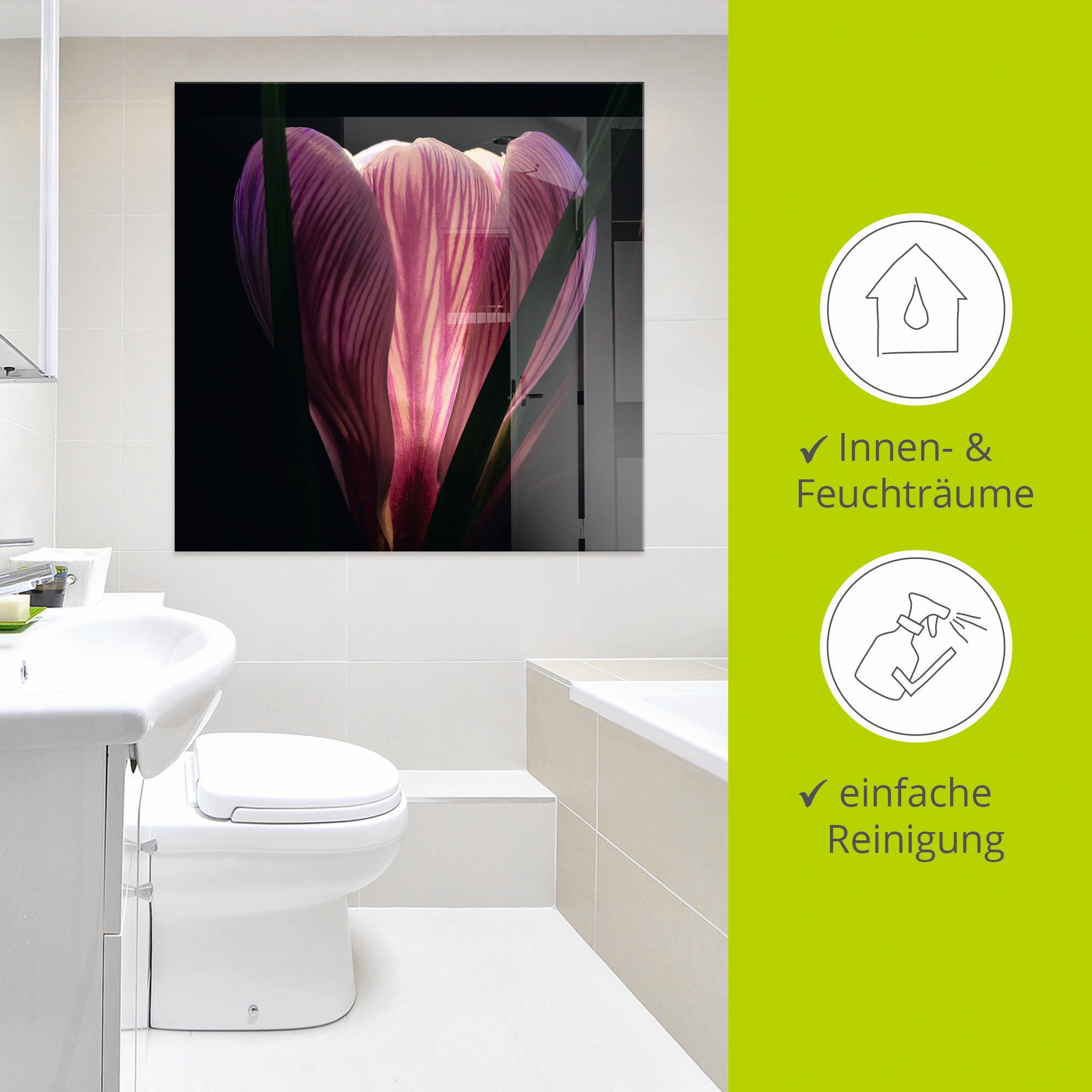 Artland Glasbild »Beleuchtet« Blumen 1 Stk. tlg. in verschiedenen Grössen
