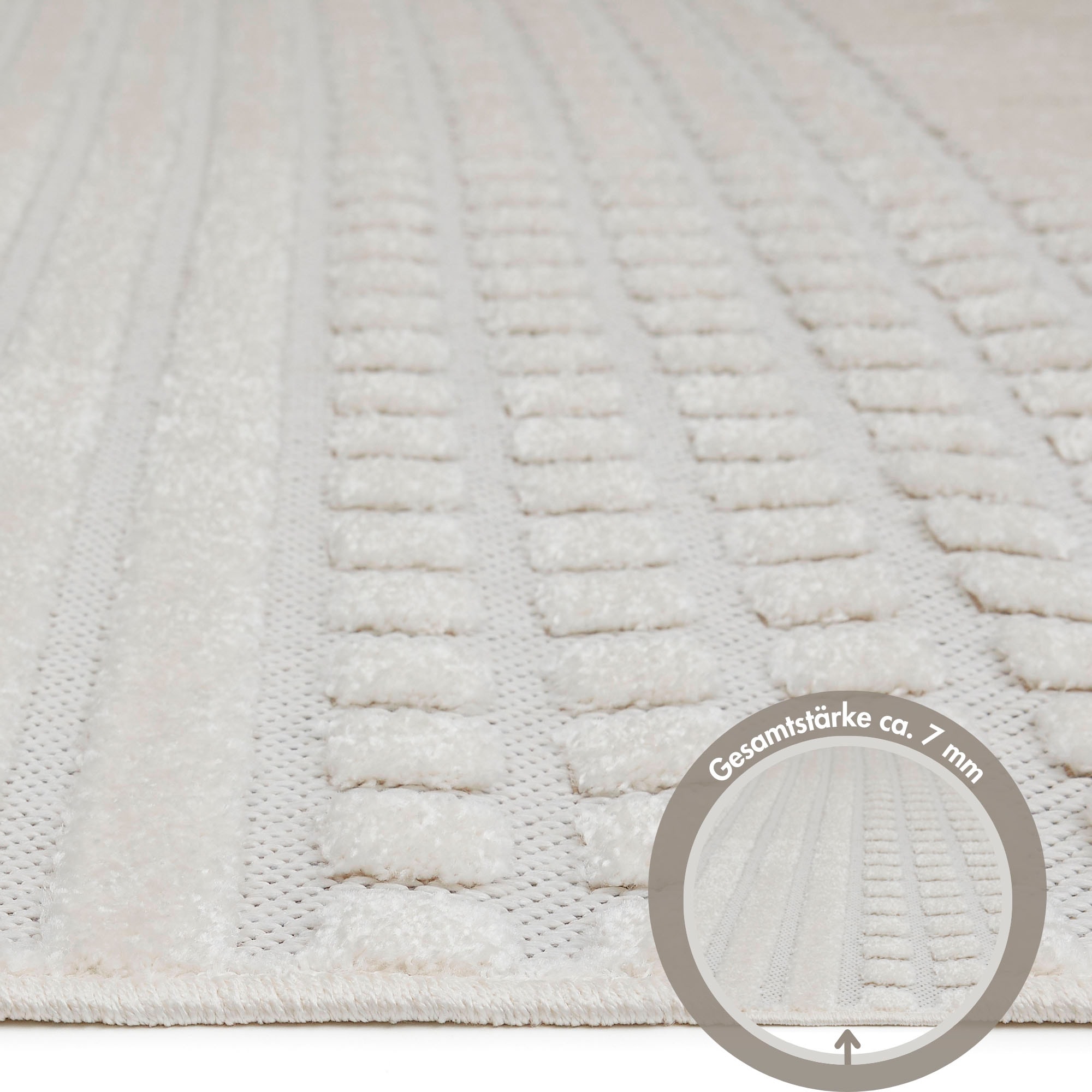 Andiamo Teppich »La Rochelle« rechteckig 7 mm Höhe Boho-Skandinavischer Stil, Hoch-Tief Effekt, modern, Wohnzimmer