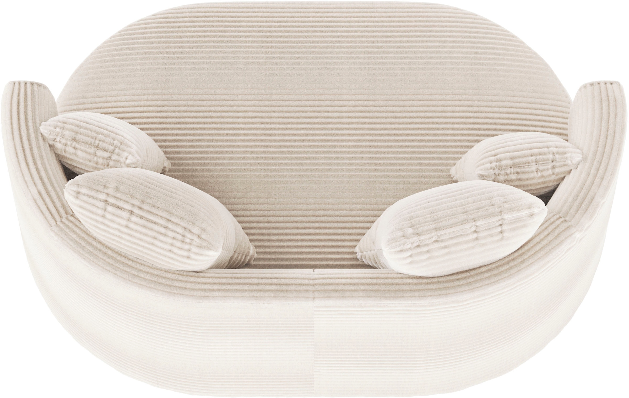 LeGer Home by Lena Gercke 2,5-places »ISALIE Cord, rundes Loungesofa, mit Kissen, perfekt gepolstert« tissus modernes, avec 4 coussins décoratifs, assise extra large