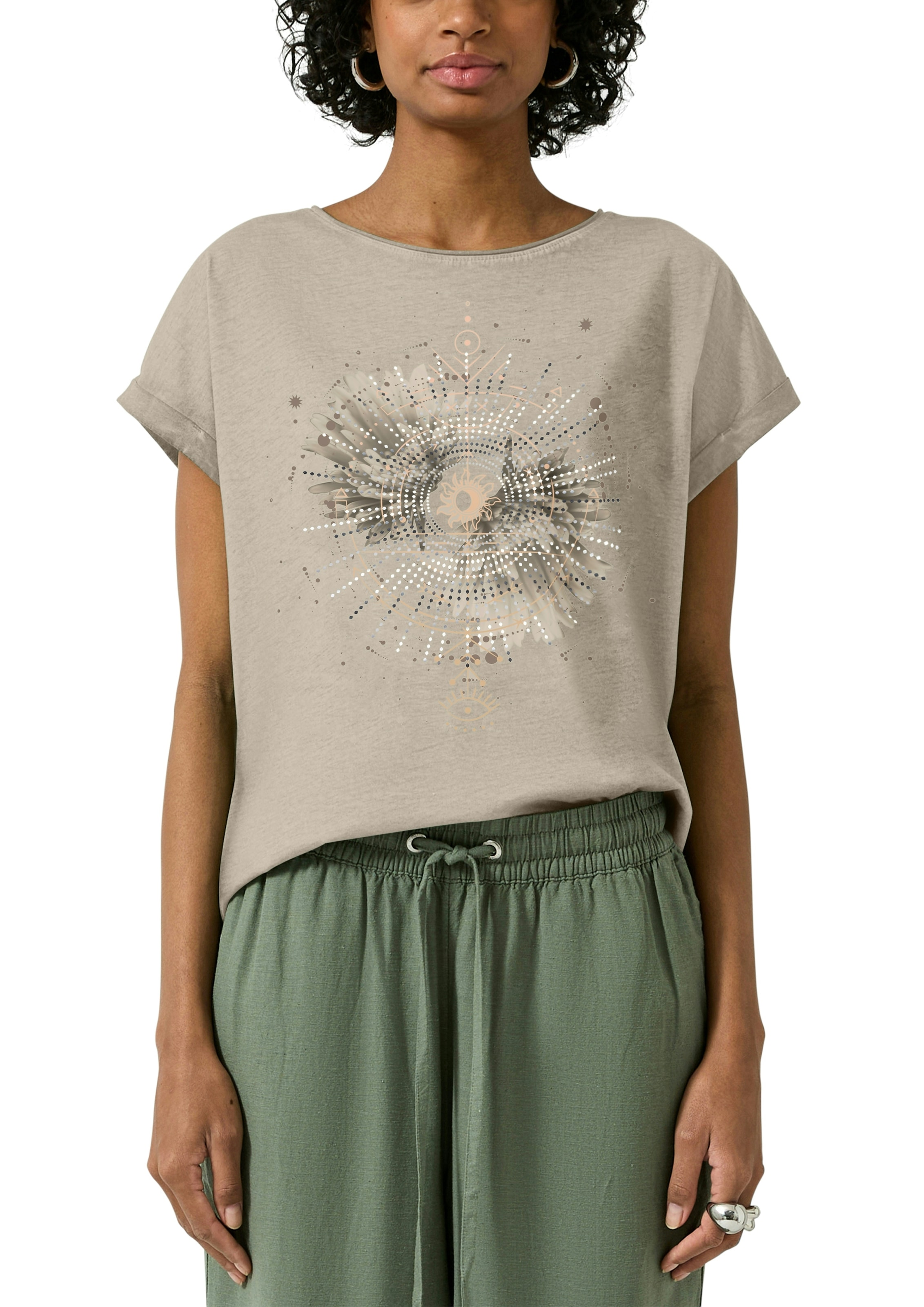 QS Rundhalsshirt mit grossem Print