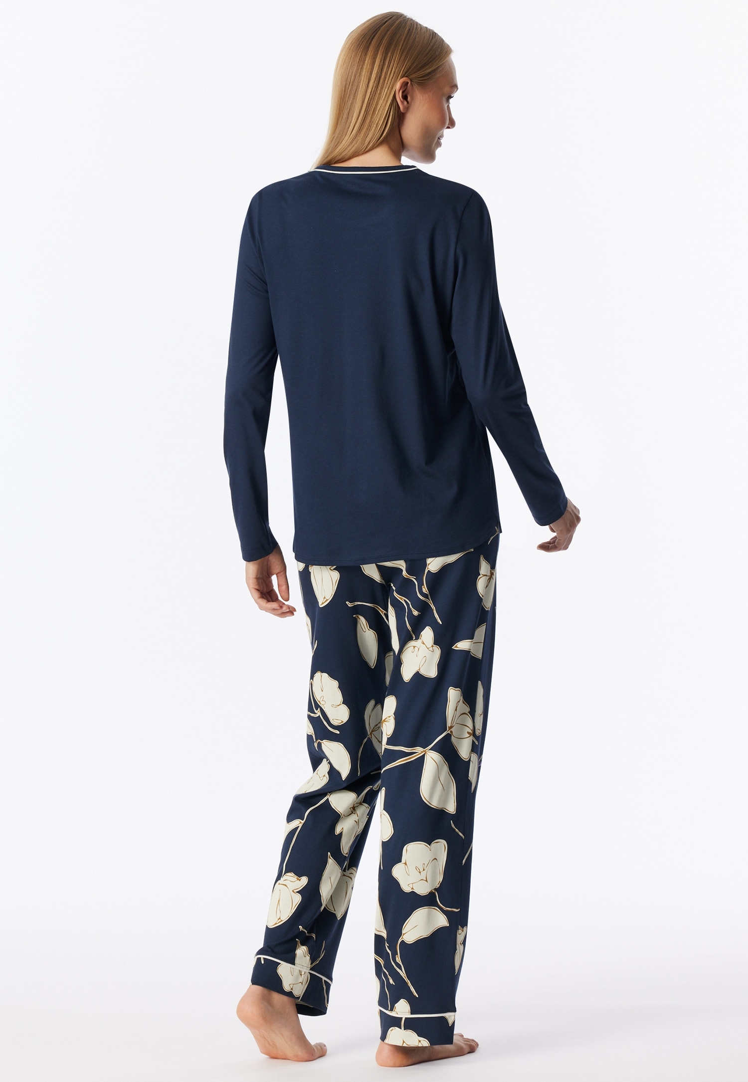 Schiesser Pyjama »Comfort Nightwear« 2 Mélange de coton, col rond, manches longues