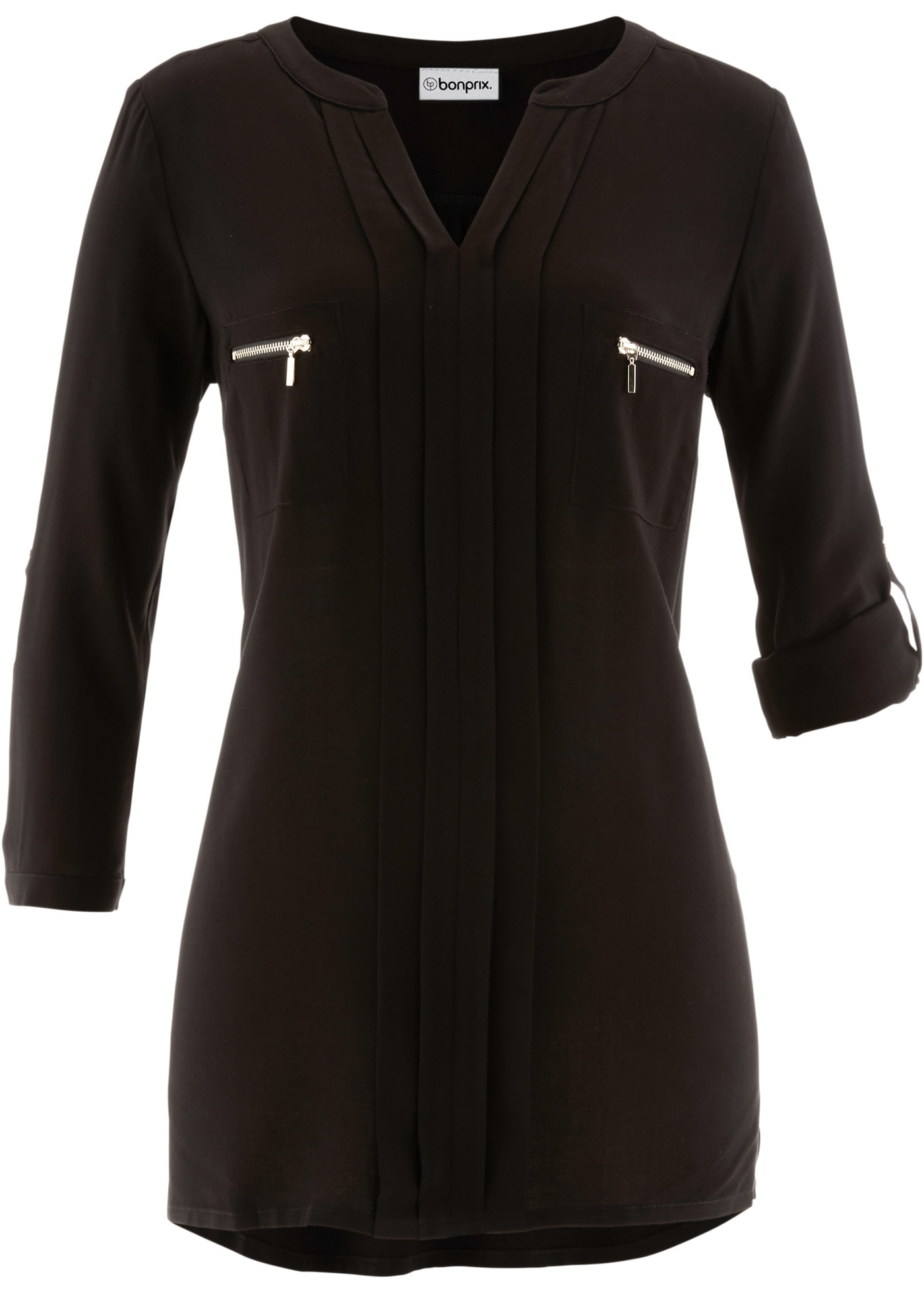 bonprix Tunique figurumspielende Passform, mit langem Arm, mit eingelegten Falten