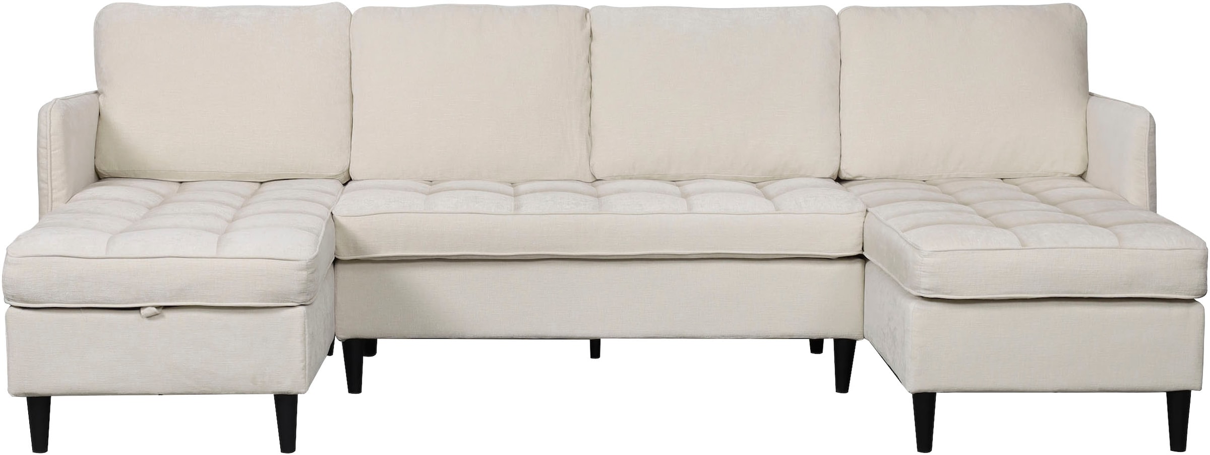 Dorel Home Paysage de salon »LINDHUS, U-Form, Breite 250 cm, verschiedene Stellvarianten, Modulsofa« Recamiere, Stauraum, Cord und Chenille-Bezug