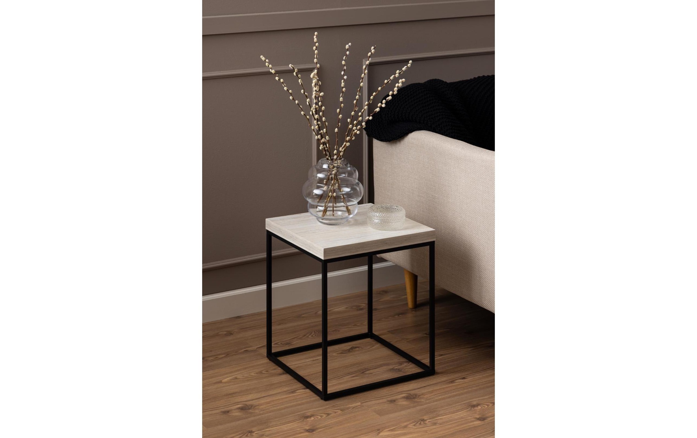 AC Design Table basse »Barossa Wohnzimmertisch, Beistelltisch, Quadratisch, Sofatisch,« Steinoptik, schwarze Stahlbeine, in weiteren Variationen, B: 40 cm