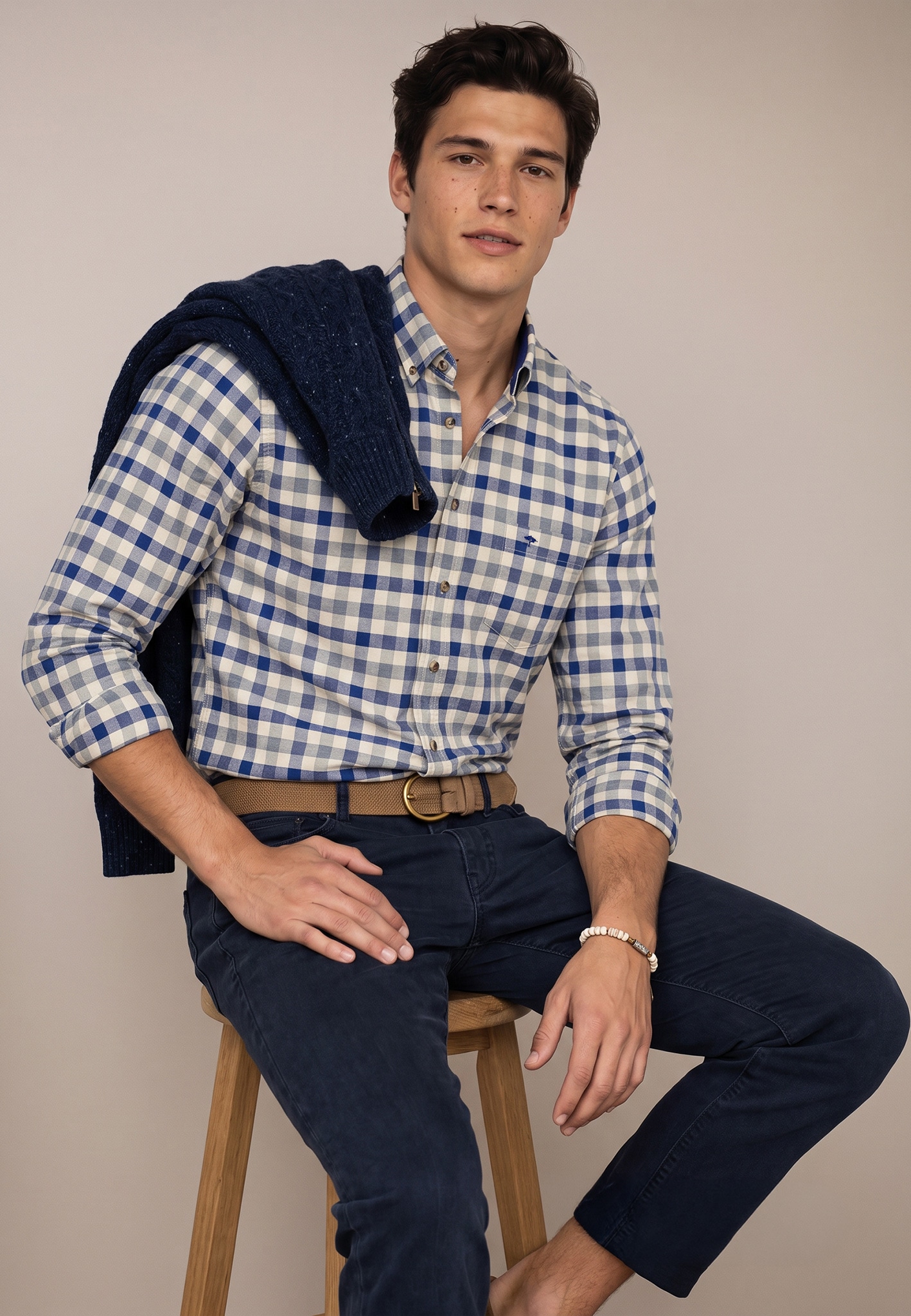 FYNCH-HATTON Chemise à carreaux avec col boutonné
