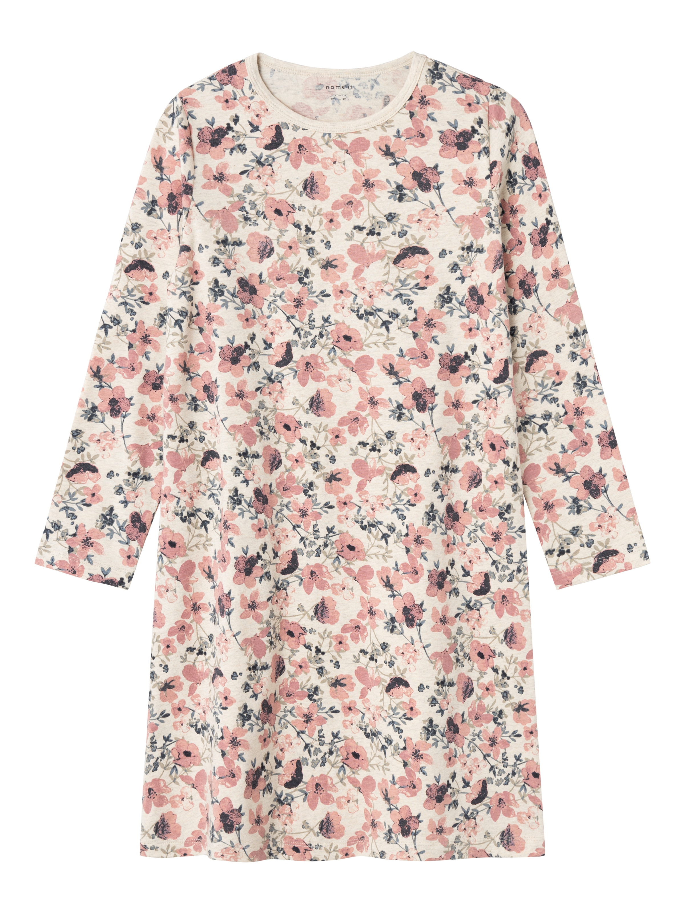 Name It Chemise de nuit »NKFNIGHTGOWN LS NOSTALGIA FLOWER NOOS« en mélange de coton, coupe Relaxed Fit, jersey élastique