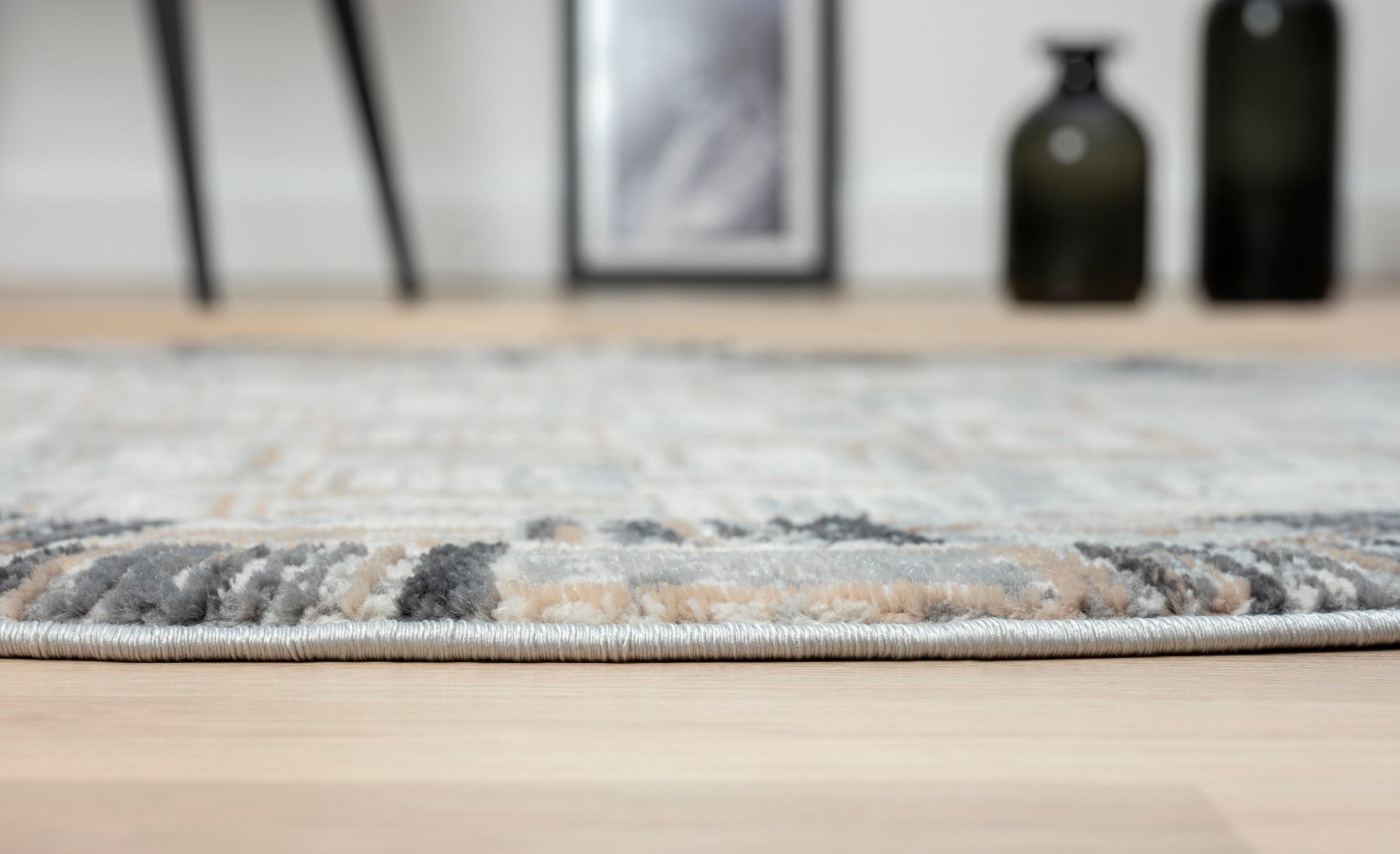 GOODproduct Teppich »Yasmin« rund 8 mm Höhe Kurzflor, modernes Design, mit Bordüre, pflegeleicht, Wohnzimmer