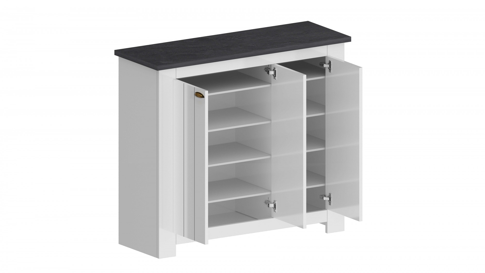 Home affaire Schuhschrank »FIGO, Made in Italy – Schuhkommode,Schuhregal für ca. 30 Paar Schuhe« 1 Stk. tlg. 3-Türig, Siebdruck-dekorative Fräsungen, 10 Fächer, Höhe: 100 cm