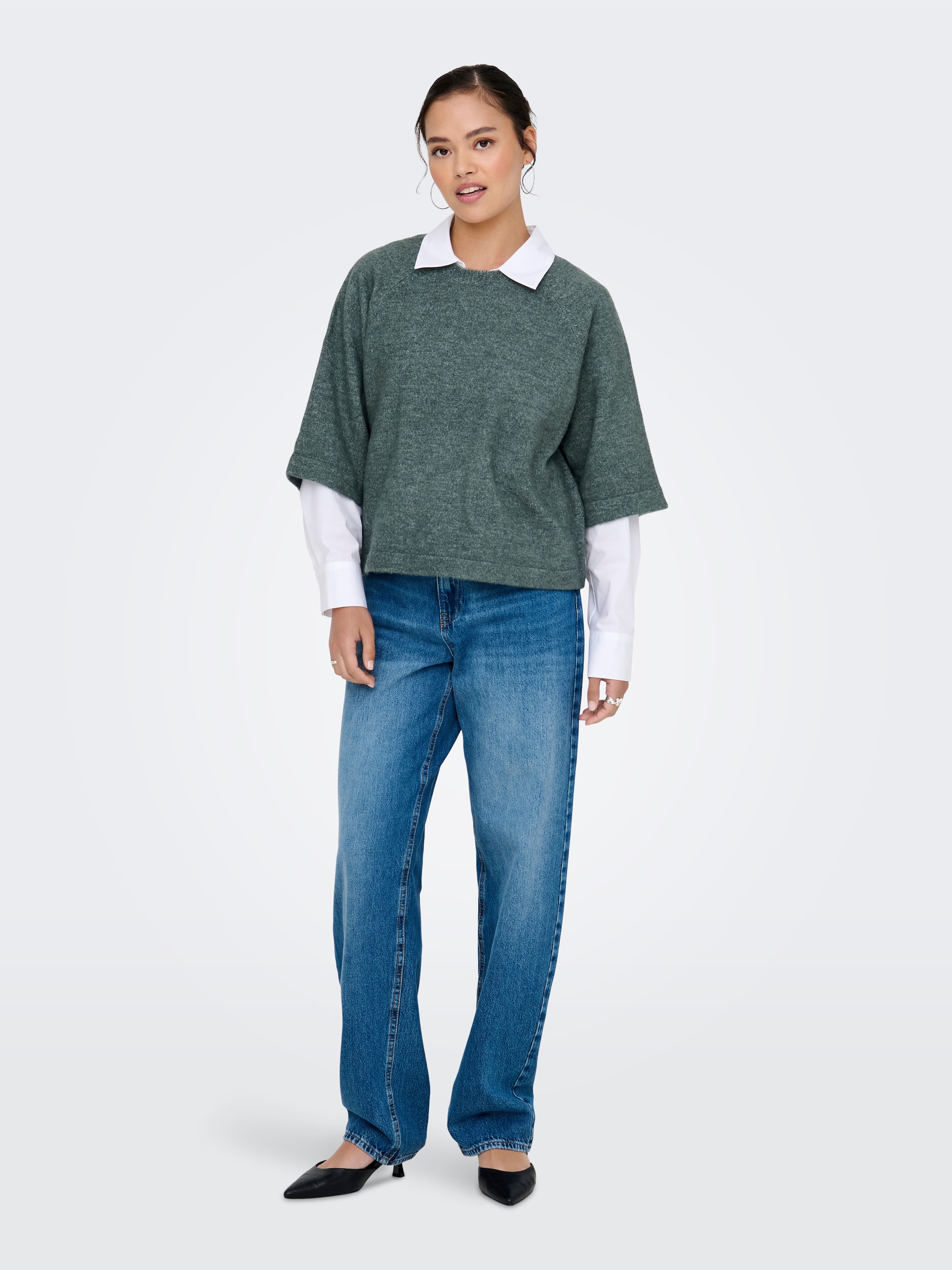 ONLY Strickpullover »ONLSIMONI 3/4 PULLOVER KNT NOOS« Materialmix, regular fit