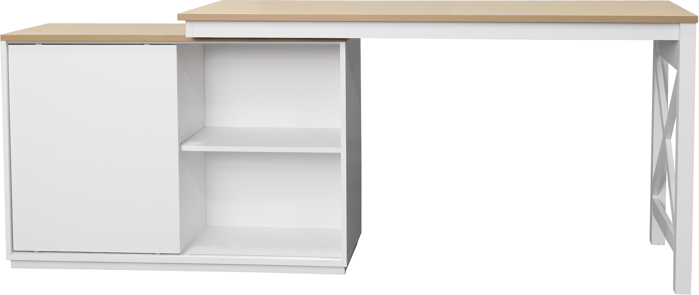 GOODproduct Eckschreibtisch »SILBA« mit Schiebetür, Breite: 140 cm, auch als Sideboard nutzbar
