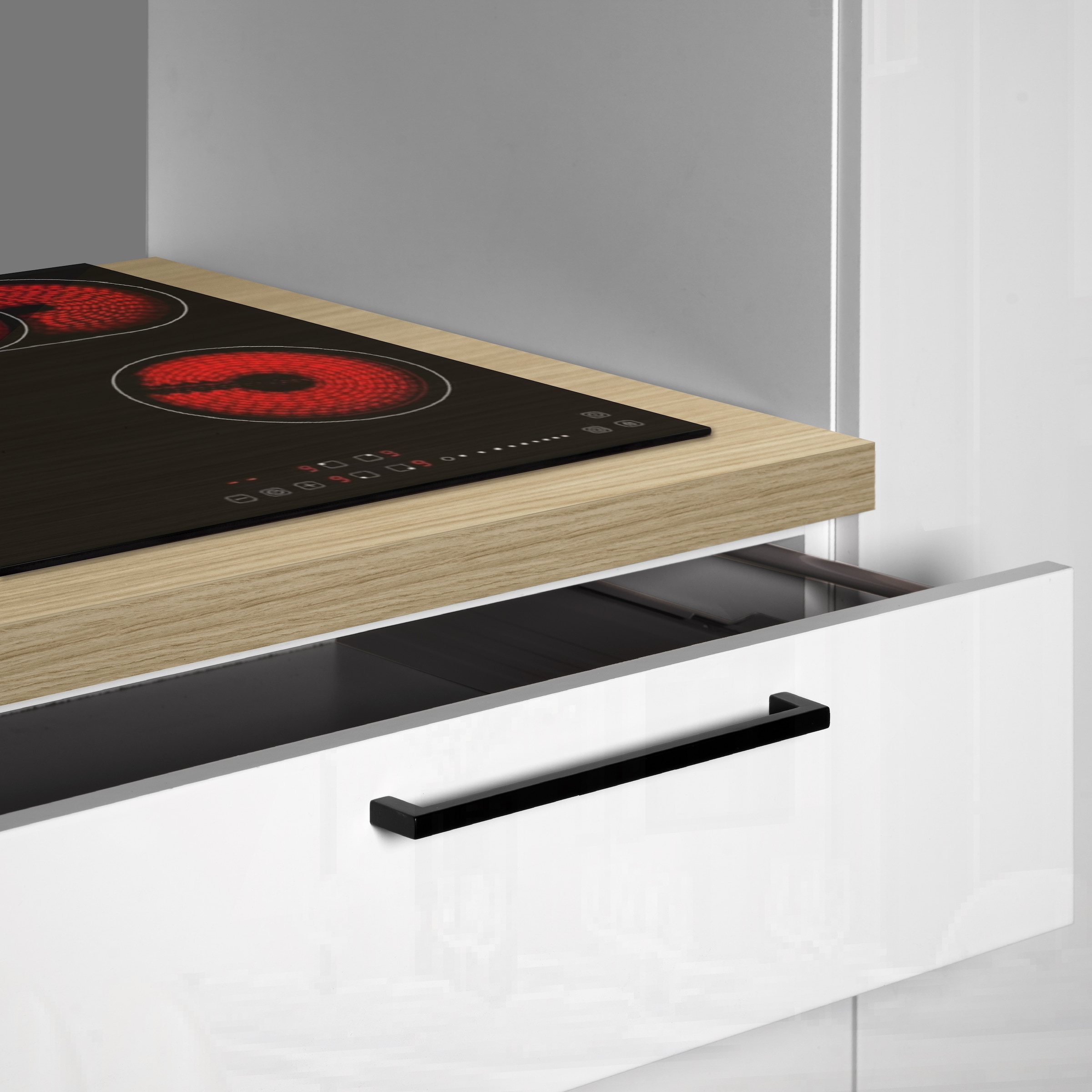 KOCHSTATION Kitchenette »Luna, Einbauküche, Zeilenküche, mit Soft-Close Funktion, Made in Italy« Breite 300 cm ohne E-Geräte, mit Spüle+Siphon und Aufsatz