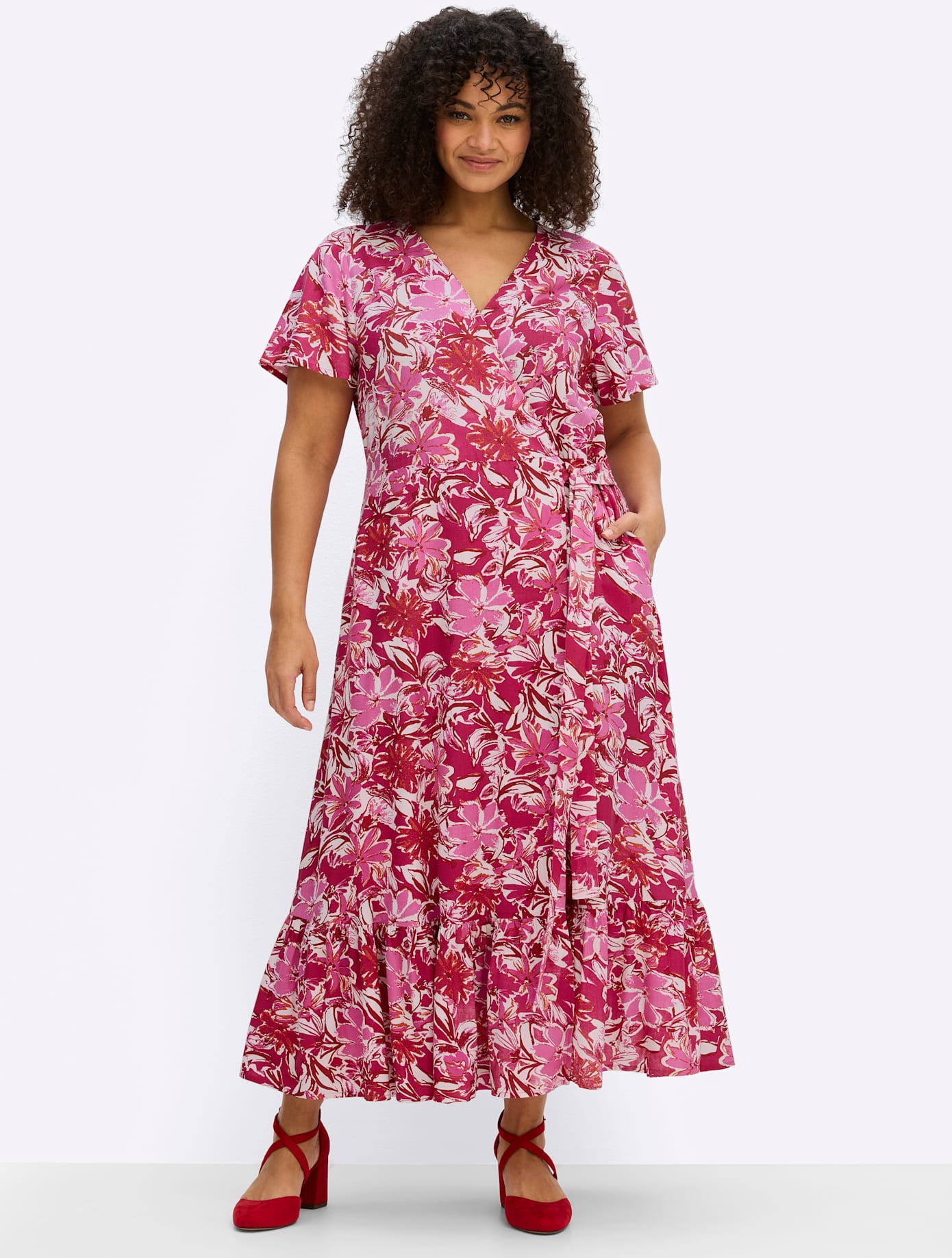 sheego by Joe Browns Robe portefeuille »Kleid« Poche dans les coutures