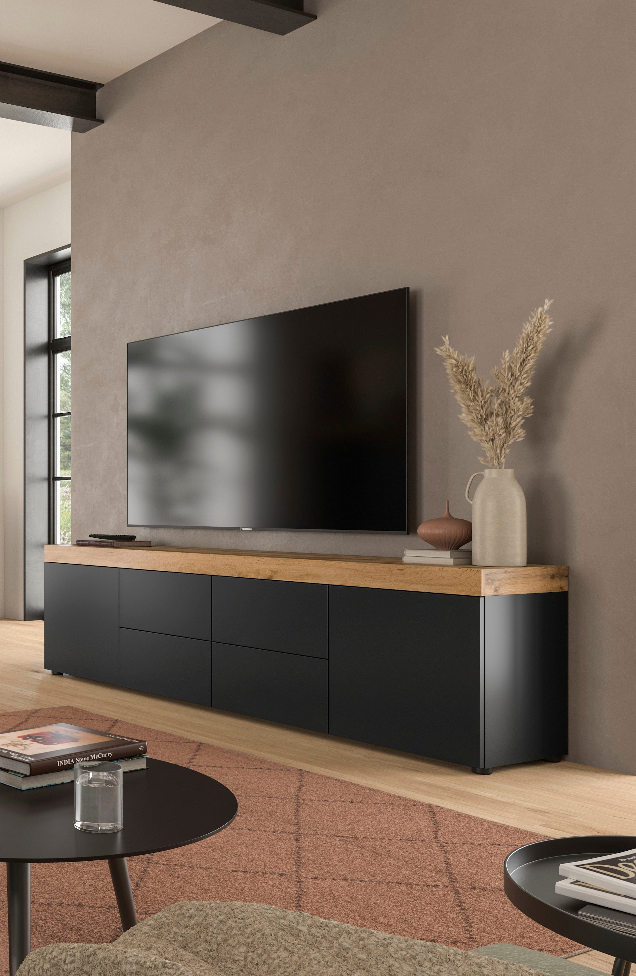 GOODproduct Table basse »MAMBO, Breite 200cm, 2 Türen, 4 Schubkästen, push-2-open« 2 farbige Ausführung, in verschiedenen Farben erhältlich, 1 cuis tlg. Lowboard, TV Unterschrank, Tv-Schrank, Wohnzimmer
