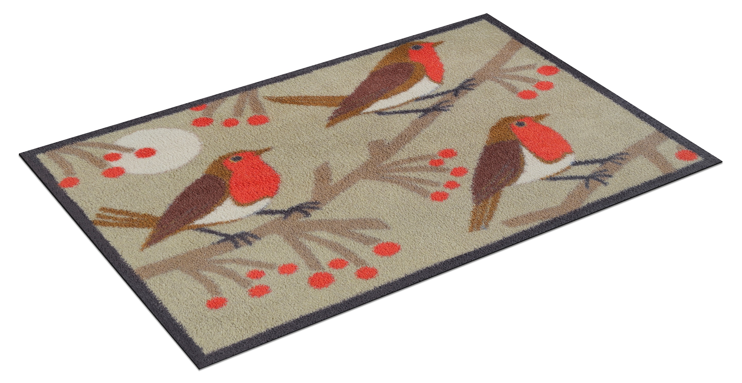 Turtle Mat Tapis de sol »Red Robins« Rectangulaire 9 mm Höhe lavable et compatible sèche-linge