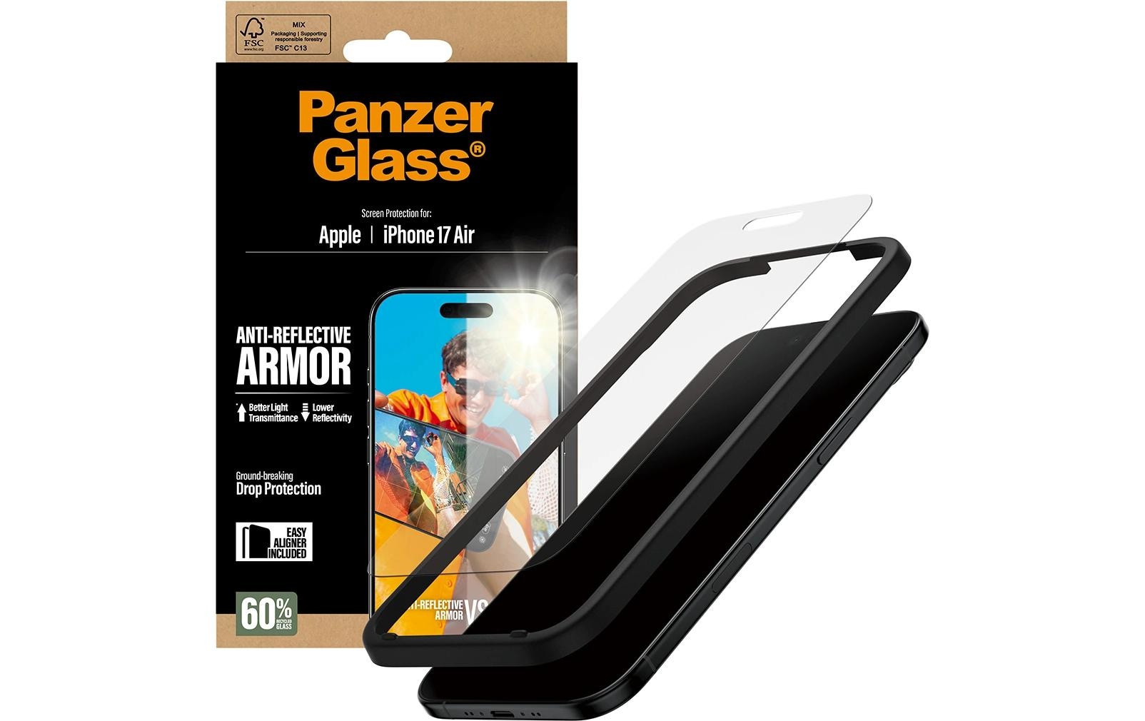 PanzerGlass Film de protection d'écran »Anti-Reflective Armor Screen Protector« für Apple iPhone Air Displayschutzfolie, Schutzfolie, Bildschirmschutz, kratz- & stossfest