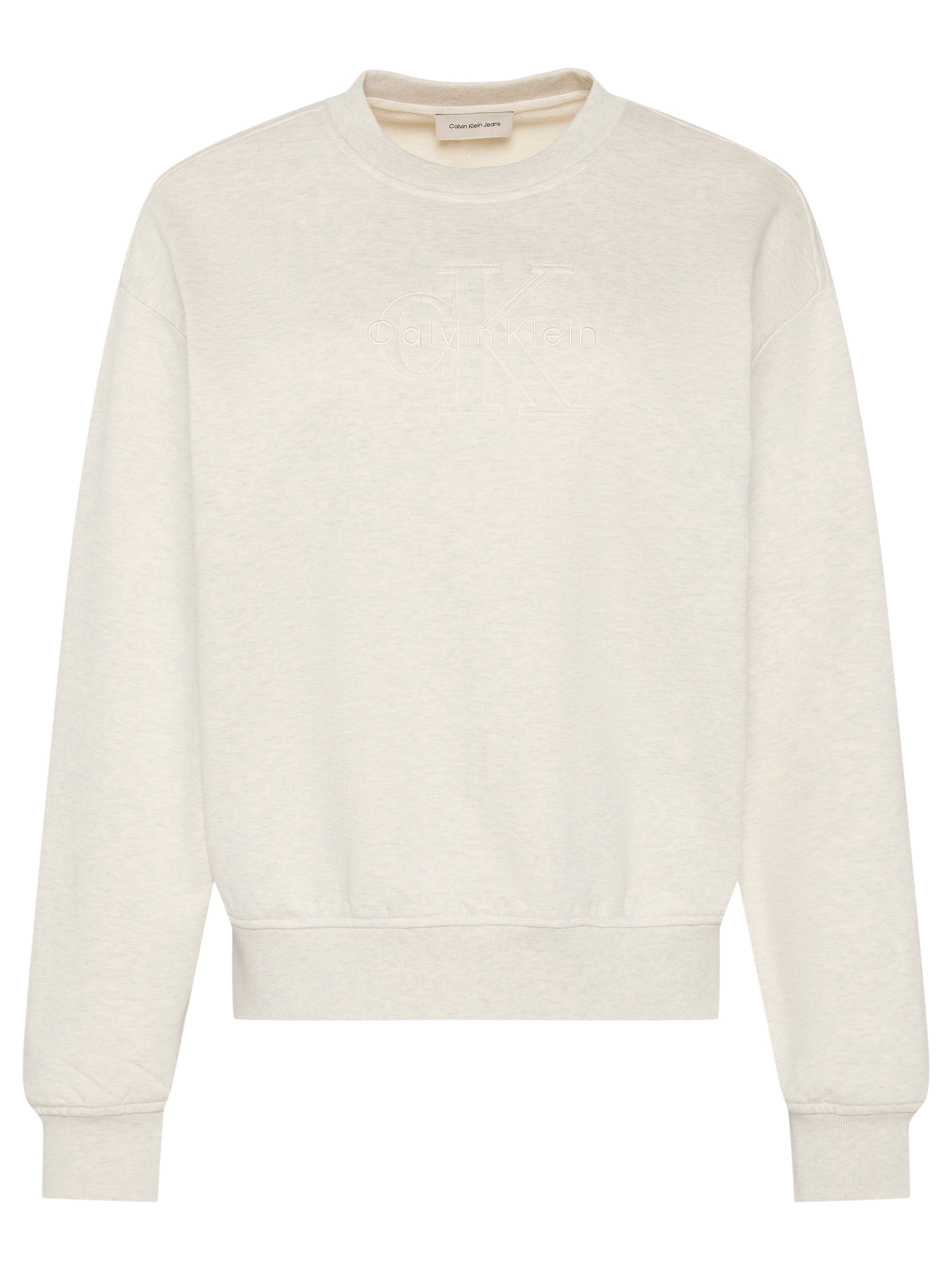 Calvin Klein Pull »EMBOSSED MONOLOGO«, Coupe régulière avec col rond
