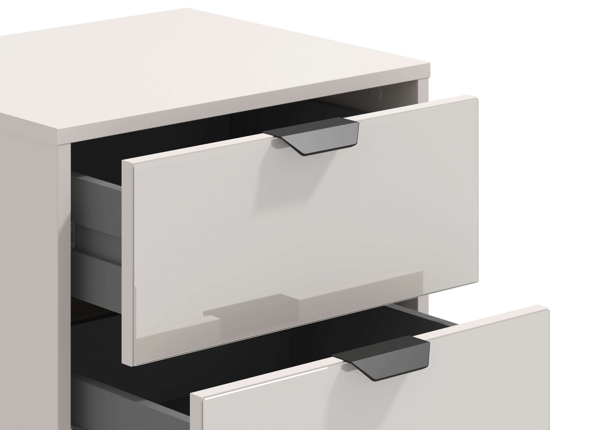 INOSIGN Table de nuit »Lucca Nachttisch, Nachtschrank, Trendfarbe cashmere, 48x40x52cm« 2 Schubladen mit Glasfront, FSC®-zertifizierter Holzwerkstoff