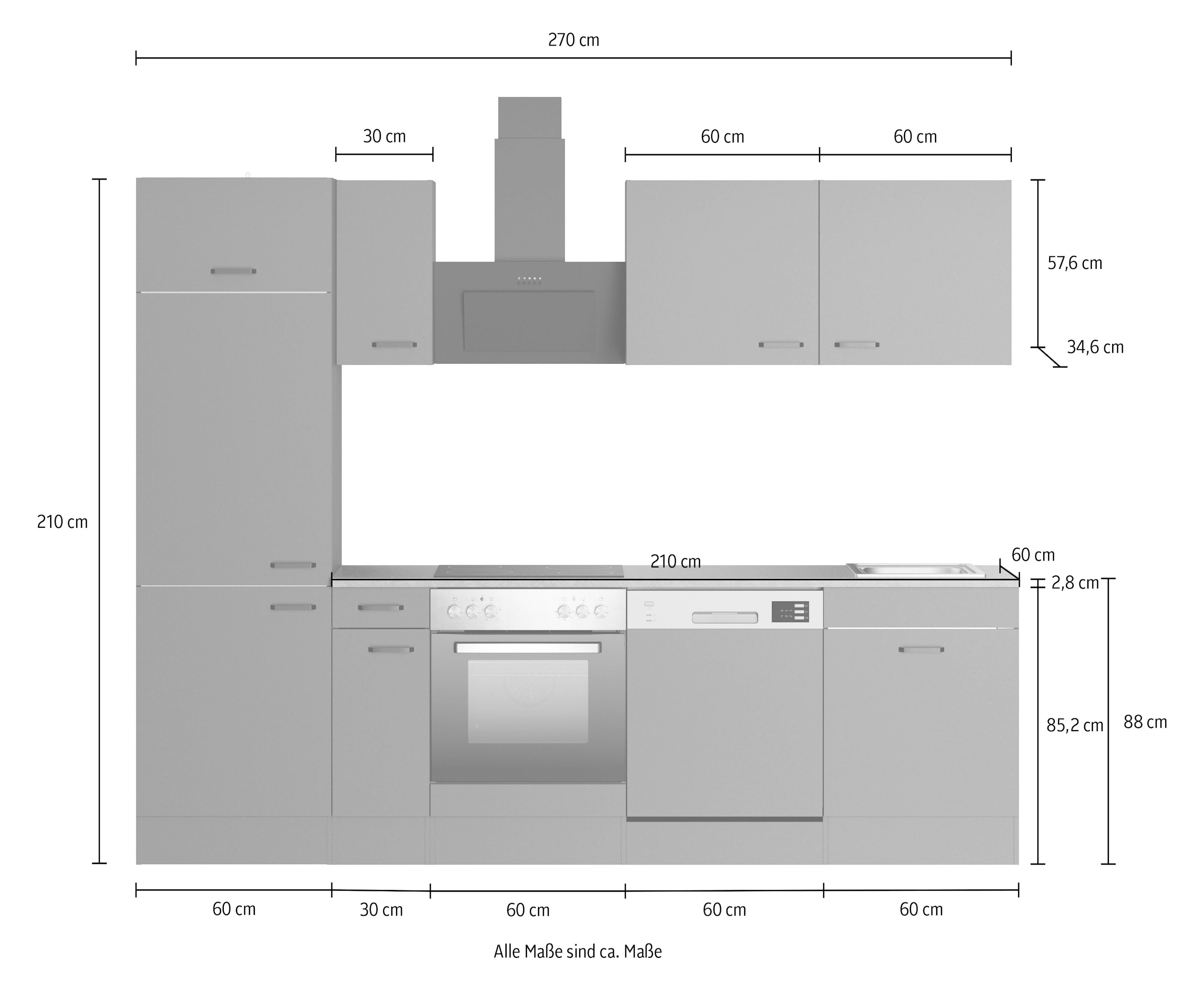 OPTIFIT Kitchenette »OPTImulti« Breite 270 cm, wahlweise mit E-Geräten