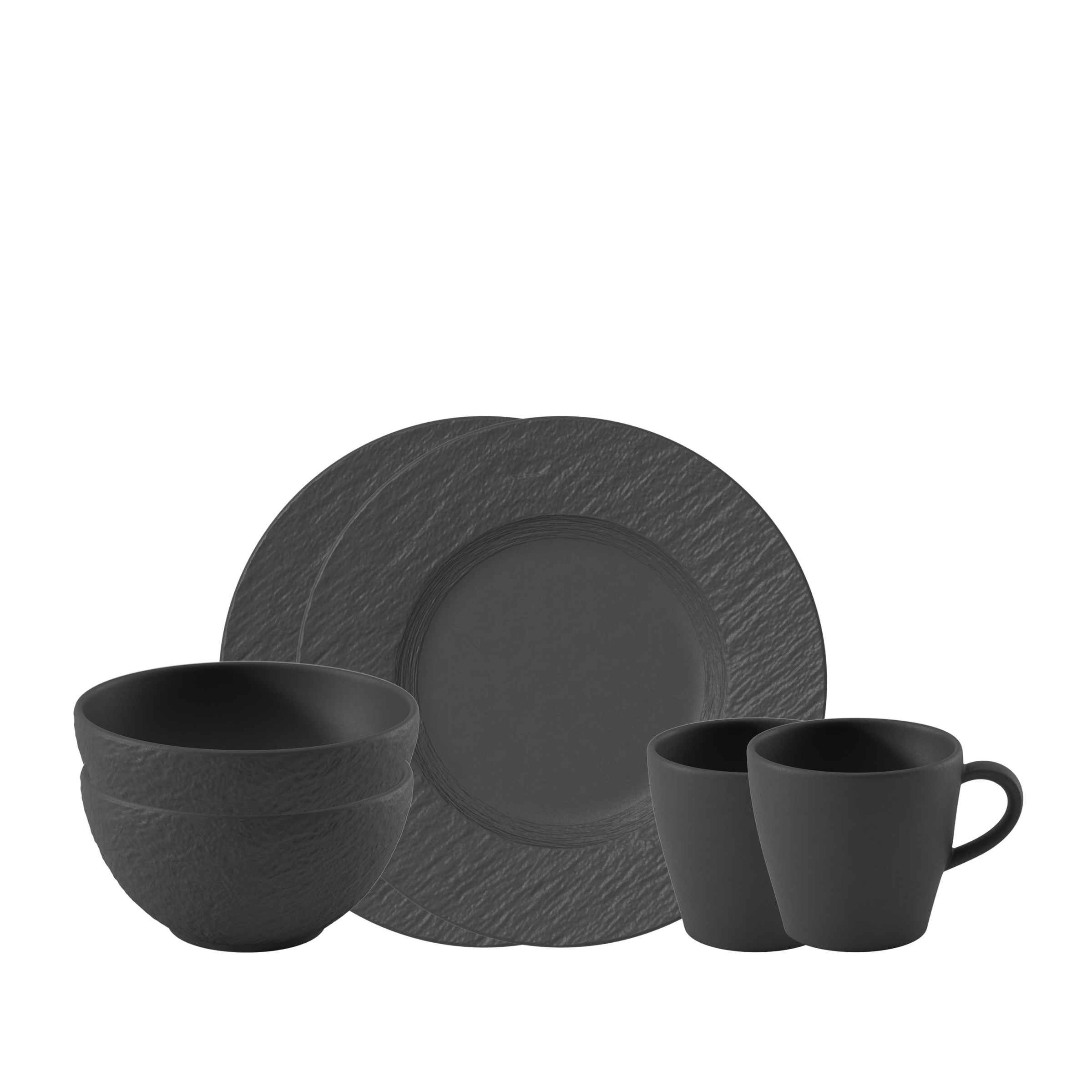 Villeroy & Boch Frühstücks-Geschirrset »Manufacture Rock Fruehstuecksset« Premium Porzellan