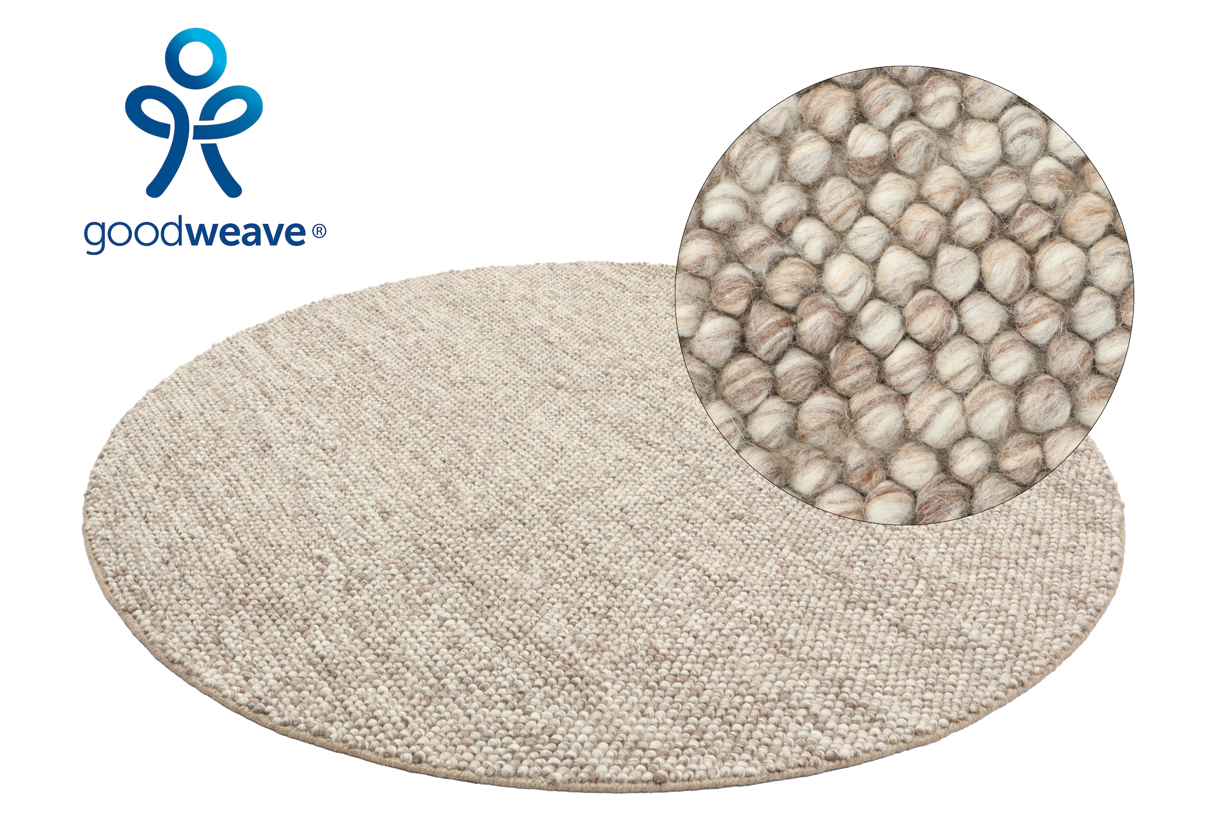 GOODproduct Tapis en laine »Wolly« Rond 14 mm Höhe Wolle, handgewebt, Handweb Teppiche, Wohnzimmer, Schlafzimmer