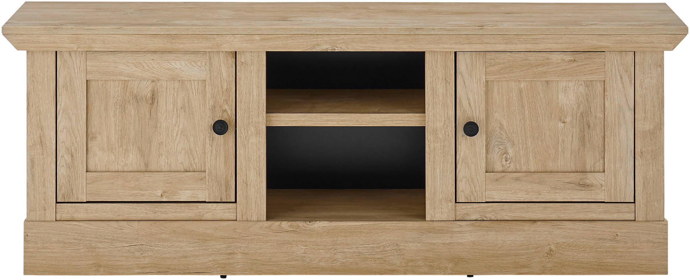 Home affaire Table basse »Cornwall, Unterschrank im Landhausstil, Kommode, Eiche Dekor« 1 cuis tlg. verschnörkelte Metallgriffe, offene Fächer und Türen, 152 cm breit