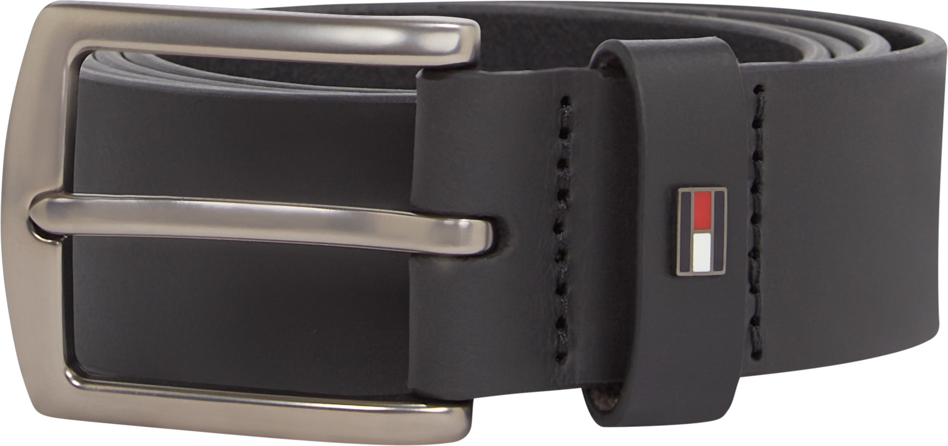 Tommy Hilfiger Ceinture en cuir »DENTON 3.5  cm breit EXT« Einfachdornschliesse, Metalllogo