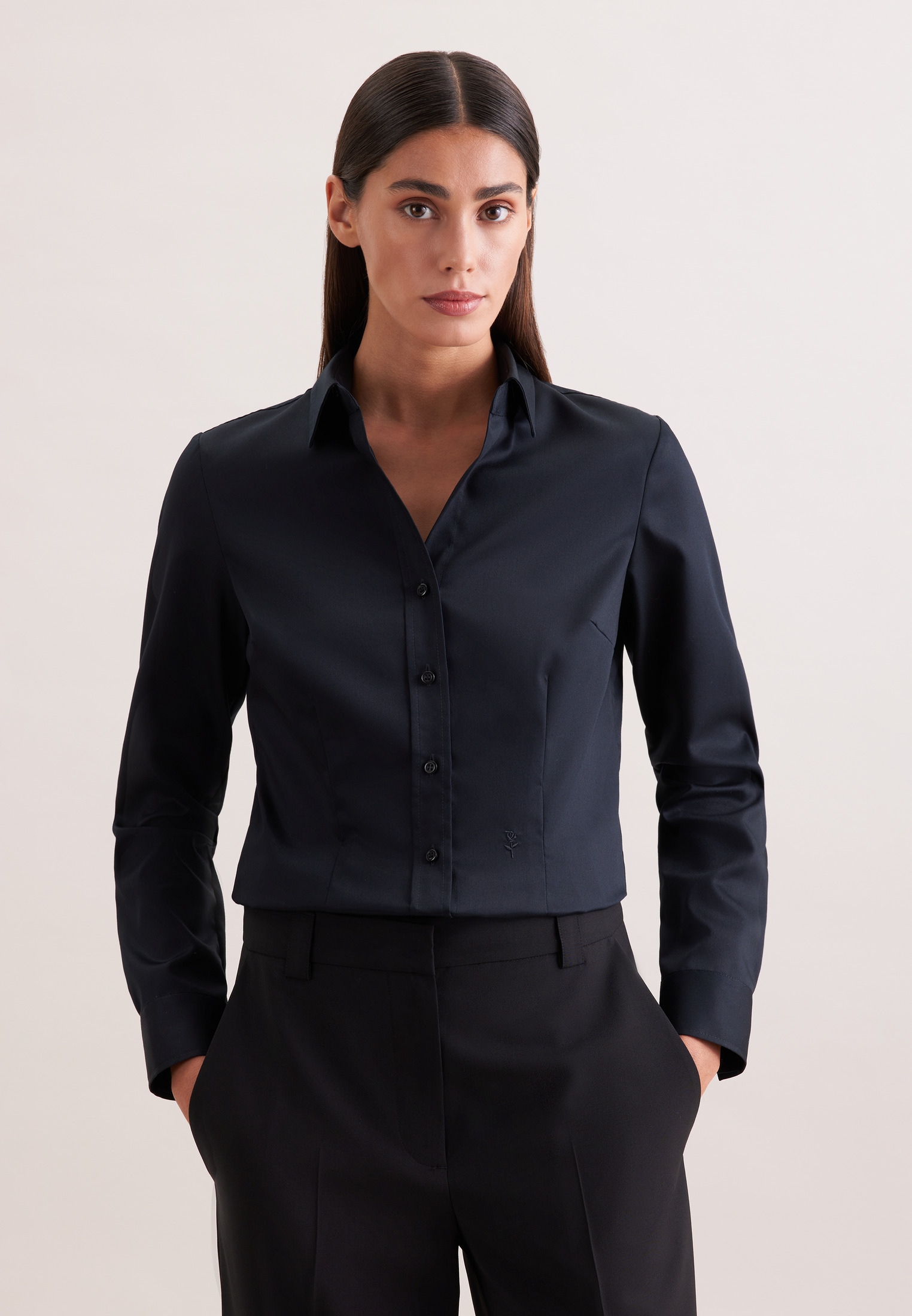 seidensticker Blouse chemise »Schwarze Rose« 1/1 Kragen Uni