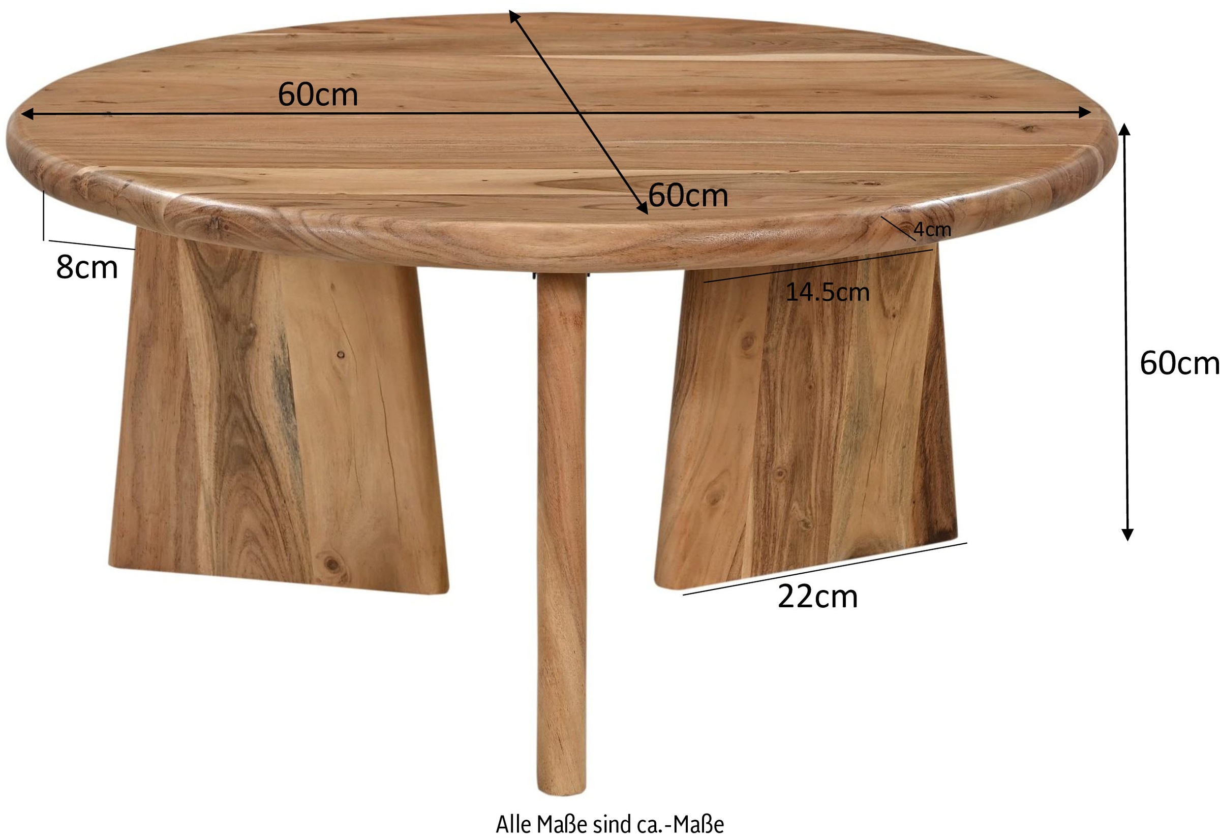 SIT Beistelltisch »Haag rund aus Akazie mit dynamischer Form & Naturholzoptik« 4 cm starke Akazienplatte mit runder Form & abgerundeten Kanten