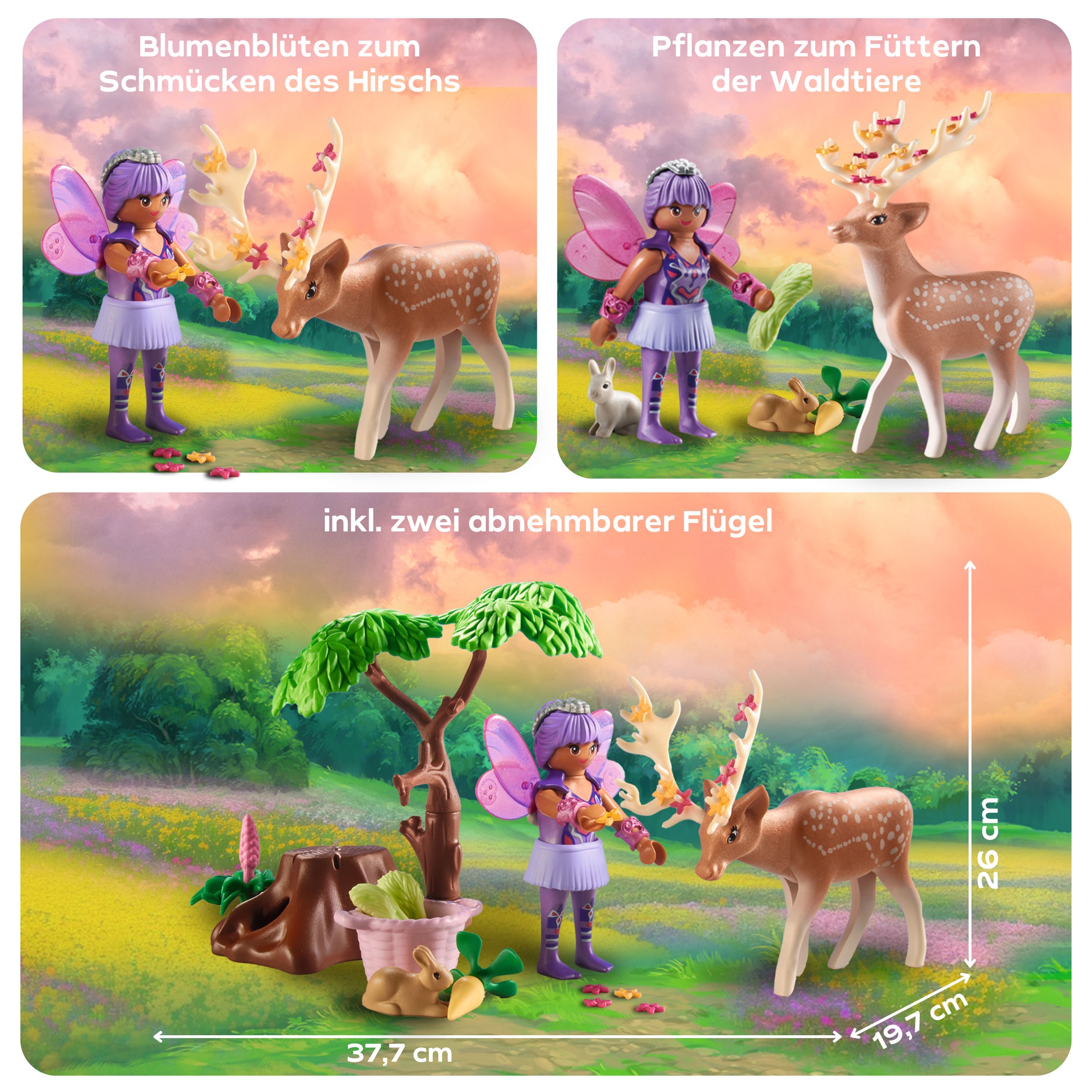 Playmobil® Konstruktions-Spielset »Feen mit süssen Waldtieren (71800), Playmobil Fairies« Made in Europe